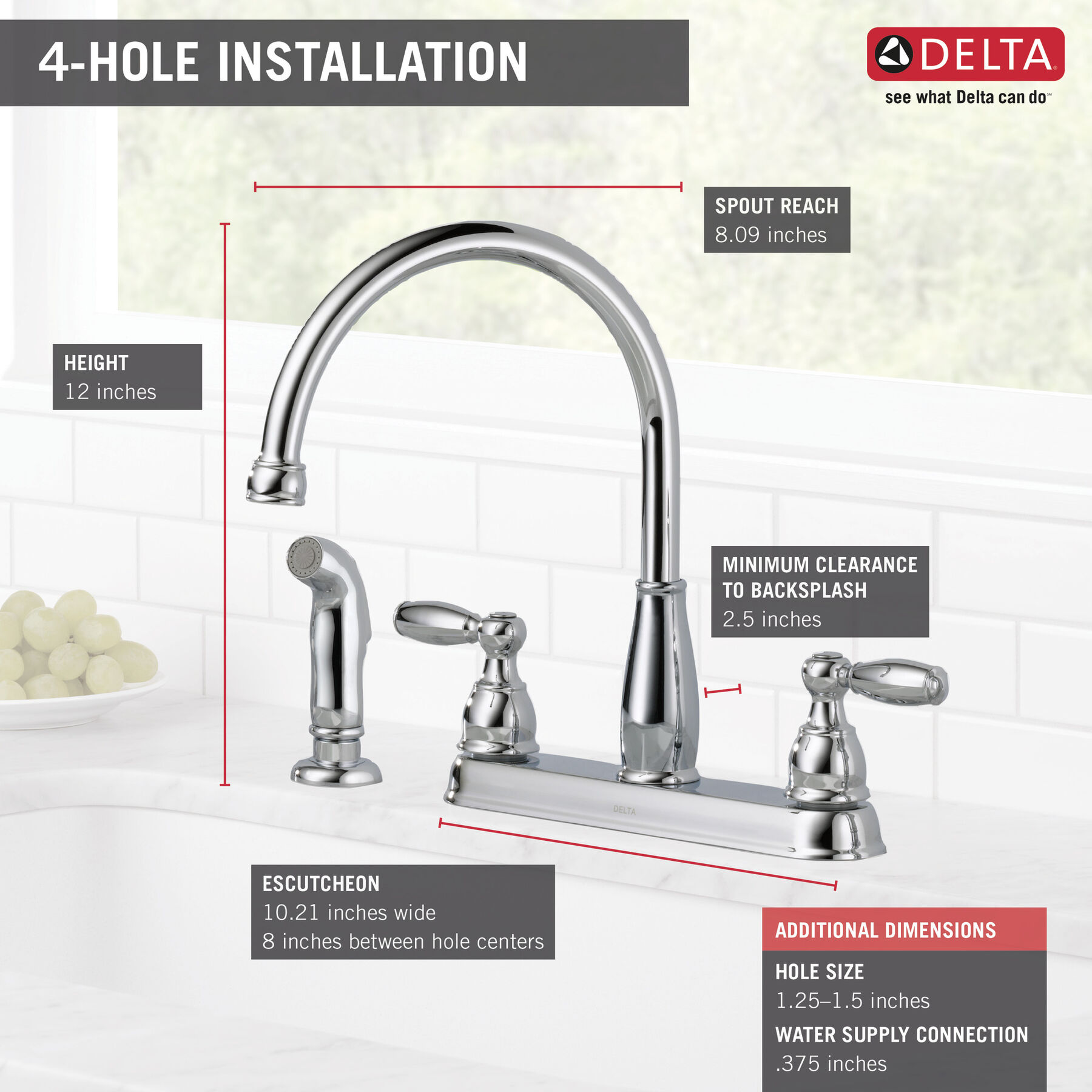 Two Handle Kitchen Faucet with Spray (Recertified) in Chrome 21988LFR Delta Faucet