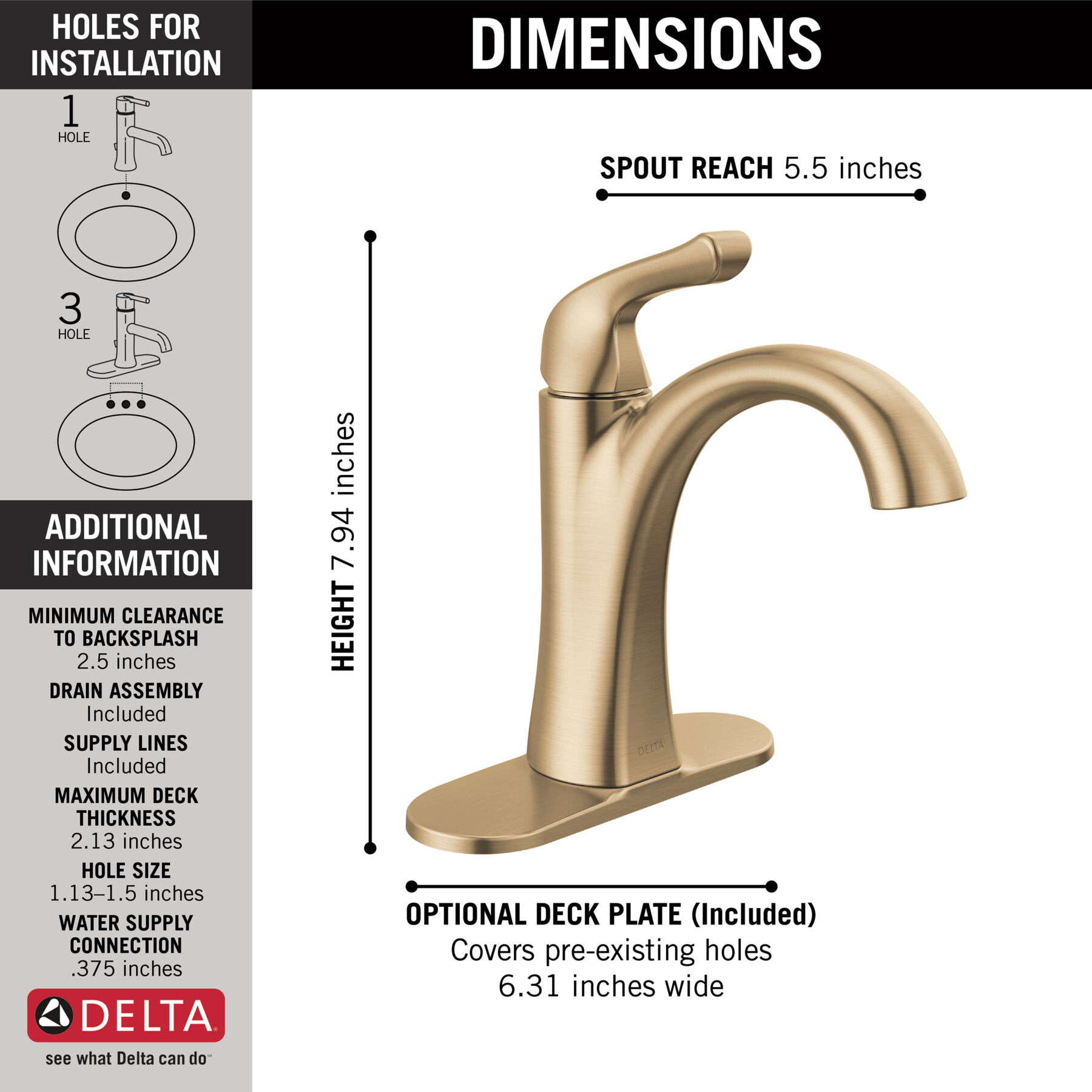 Single-Hole Bathroom Faucet 1L (Recertified) in Champagne Bronze  