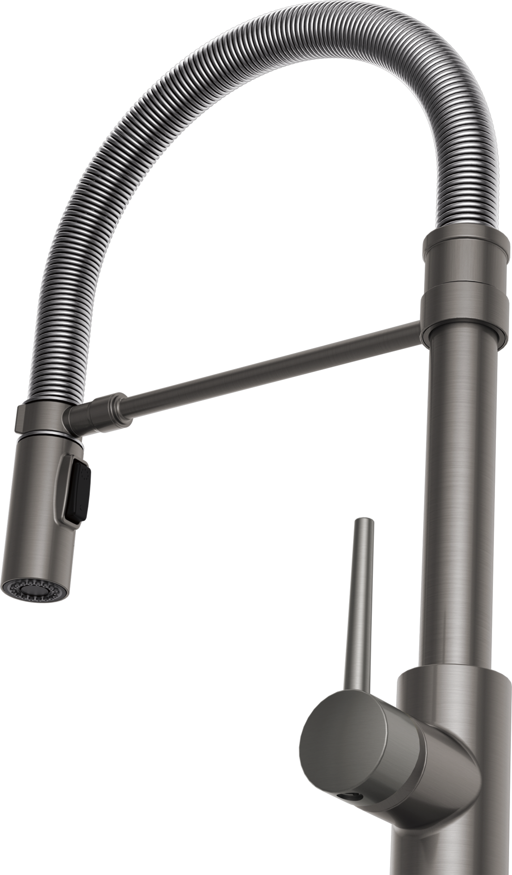 Single-Handle Pull-Down Spring Kitchen Faucet in Black Stainless