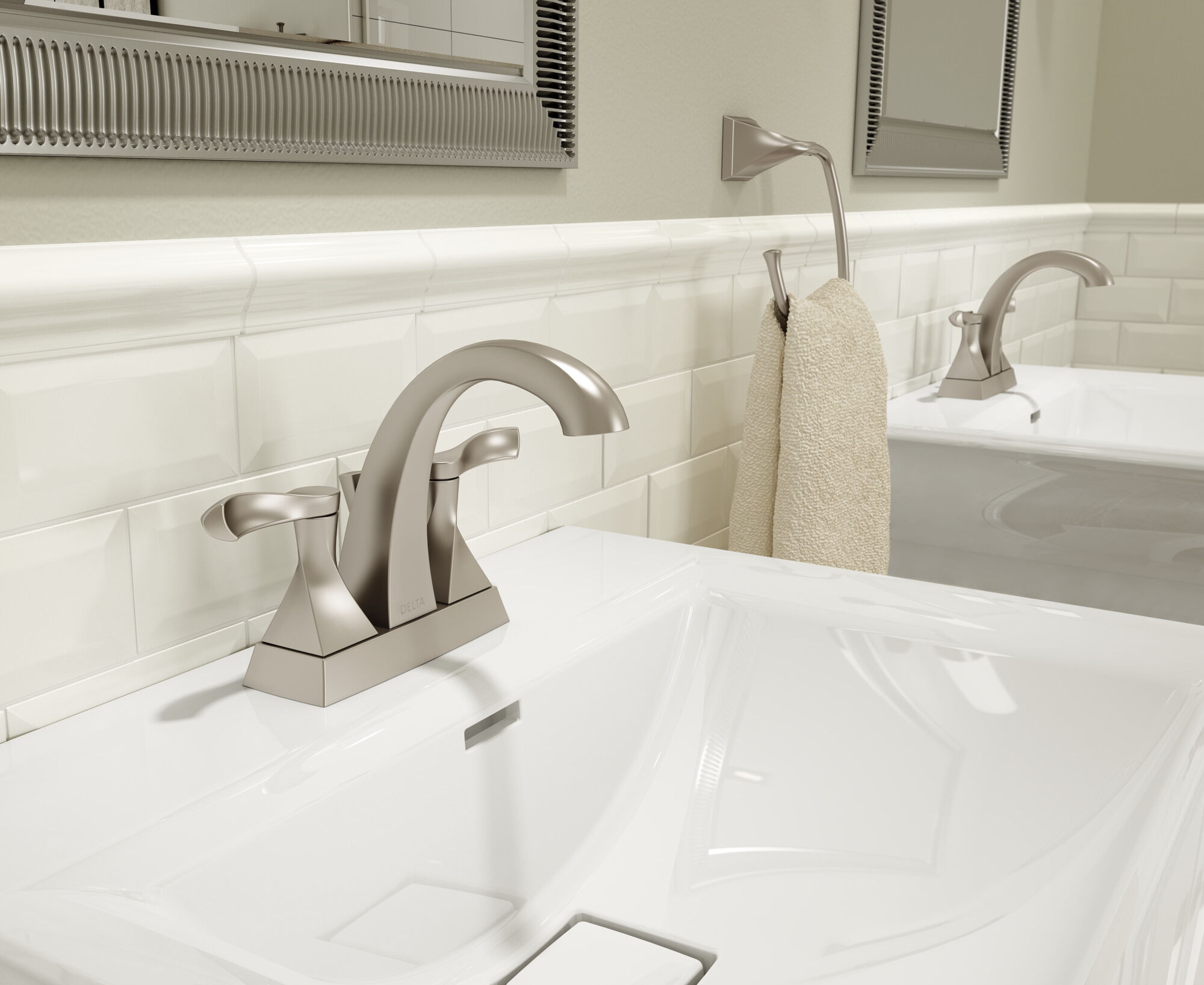 Two Handle Centerset Bathroom Faucet (Recertified) in Spotshield