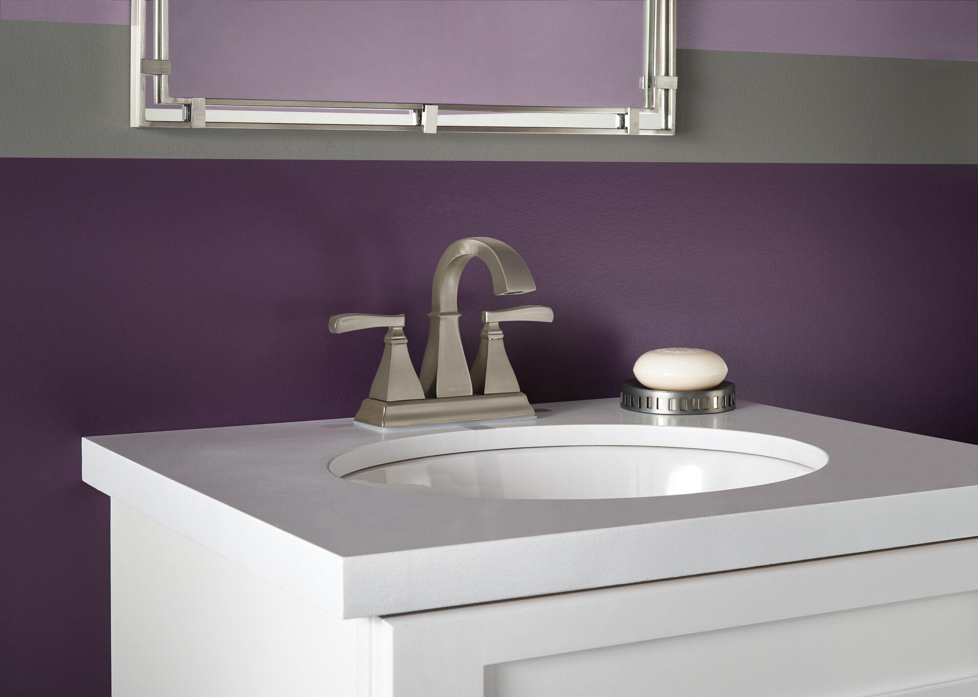 Two Handle Centerset Bathroom Faucet in Spotshield Brushed Nickel