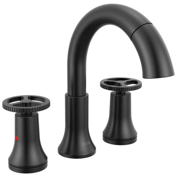 Two Handle Widespread Pull Down Bathroom Faucet in Matte Black