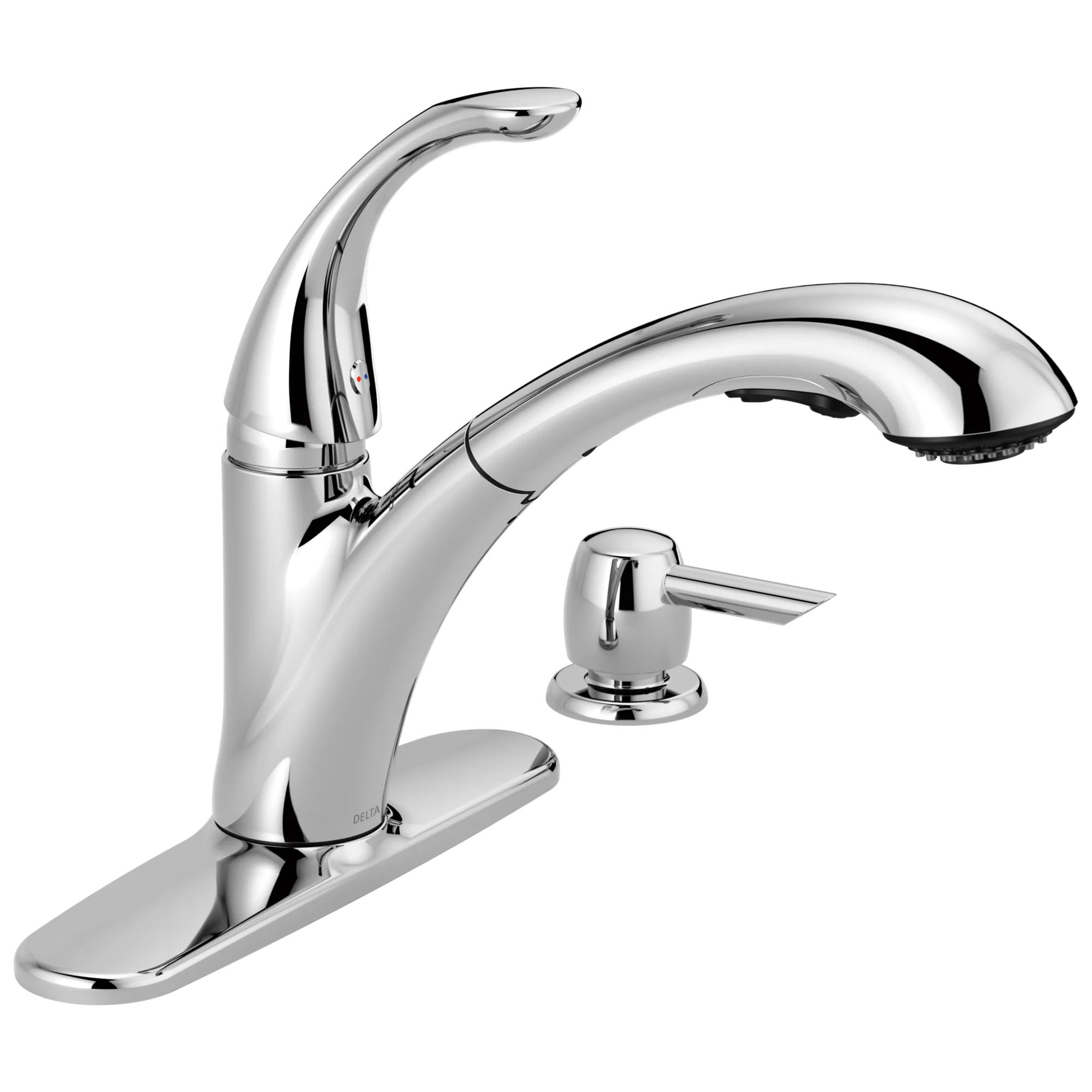 Single Handle Pull-Out Kitchen Faucet with Soap Dispenser