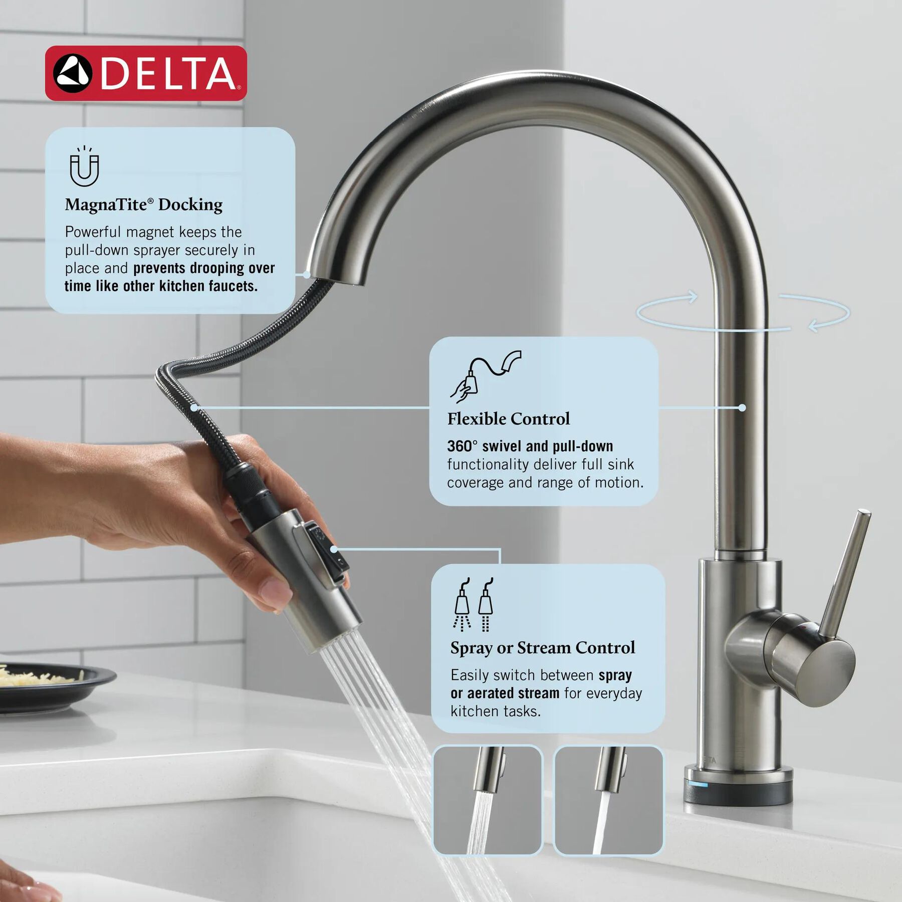 Touch<sub>2</sub>O&reg; Technology Kitchen Faucet with Touchless Technology