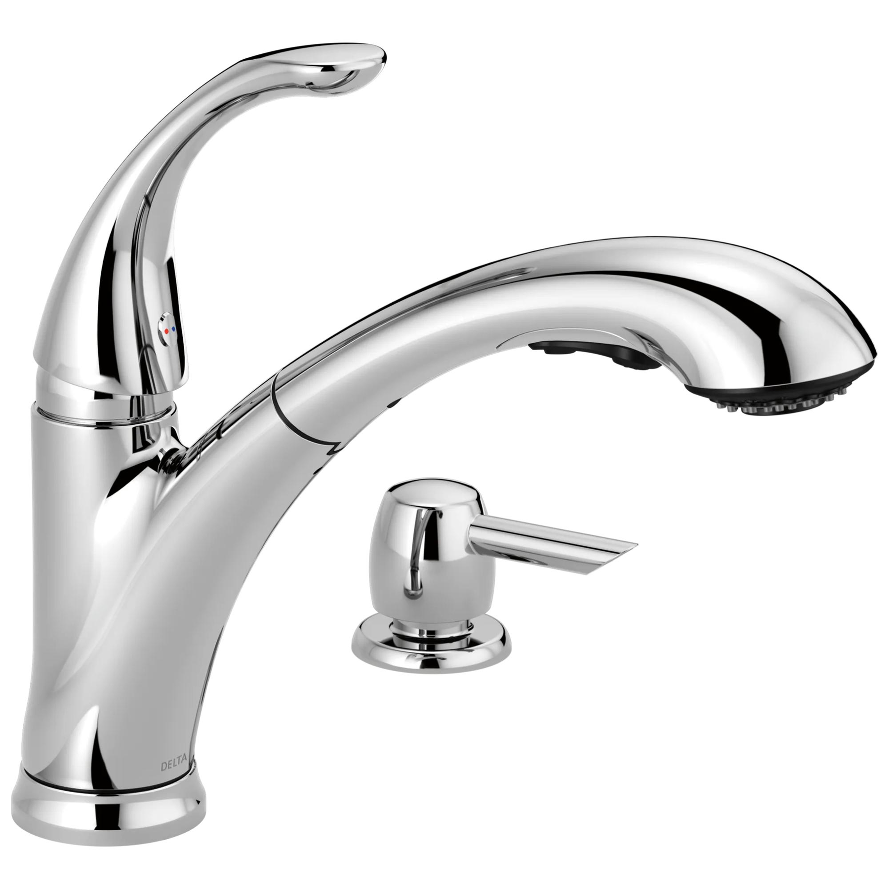Single Handle Pull-Out Kitchen Faucet with Soap Dispenser
