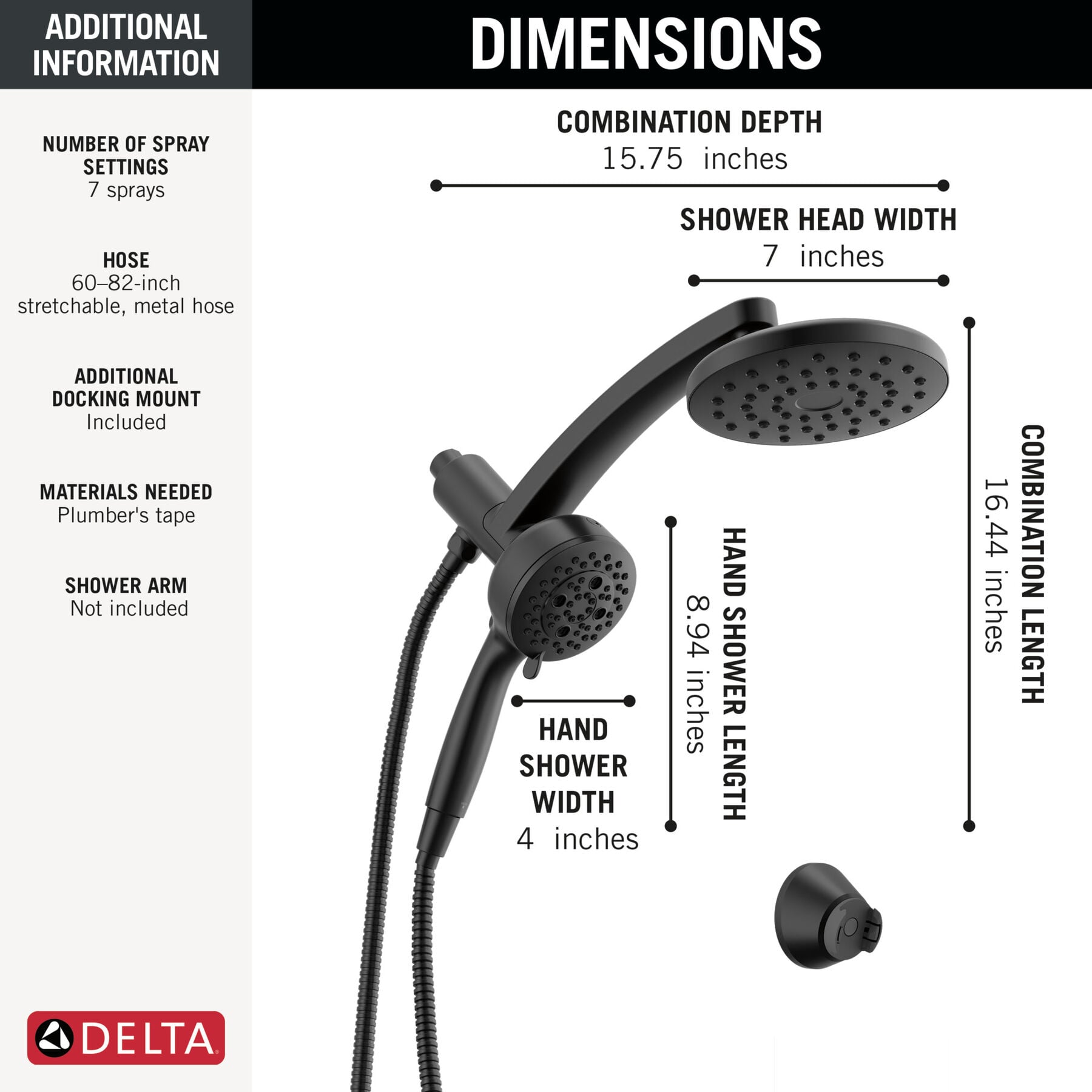 PivotPro&trade; 3-in-1 Combination Shower