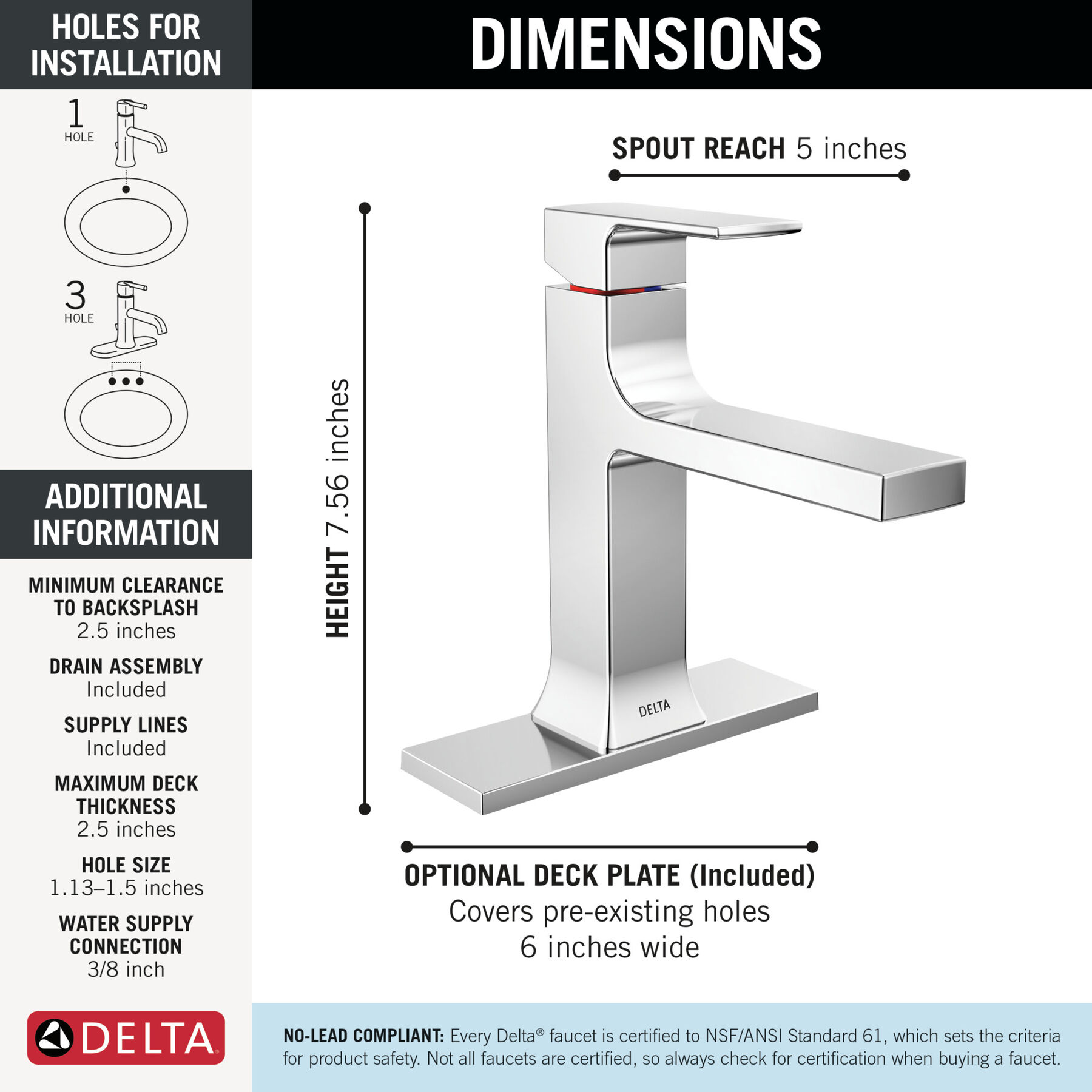 Single Handle Bathroom Faucet (Recertified)
