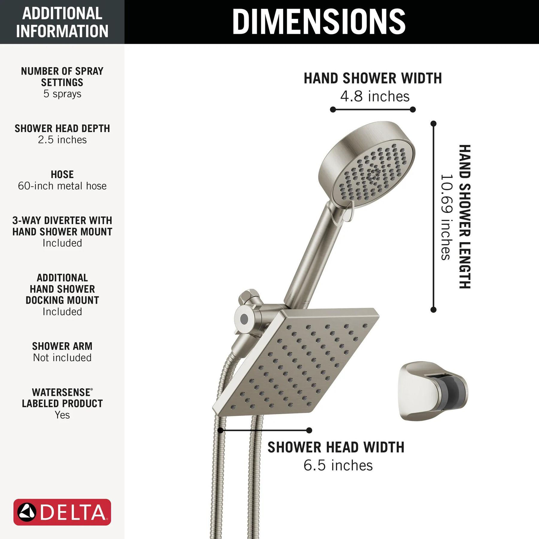 5-Setting Two-in-One Combination Shower