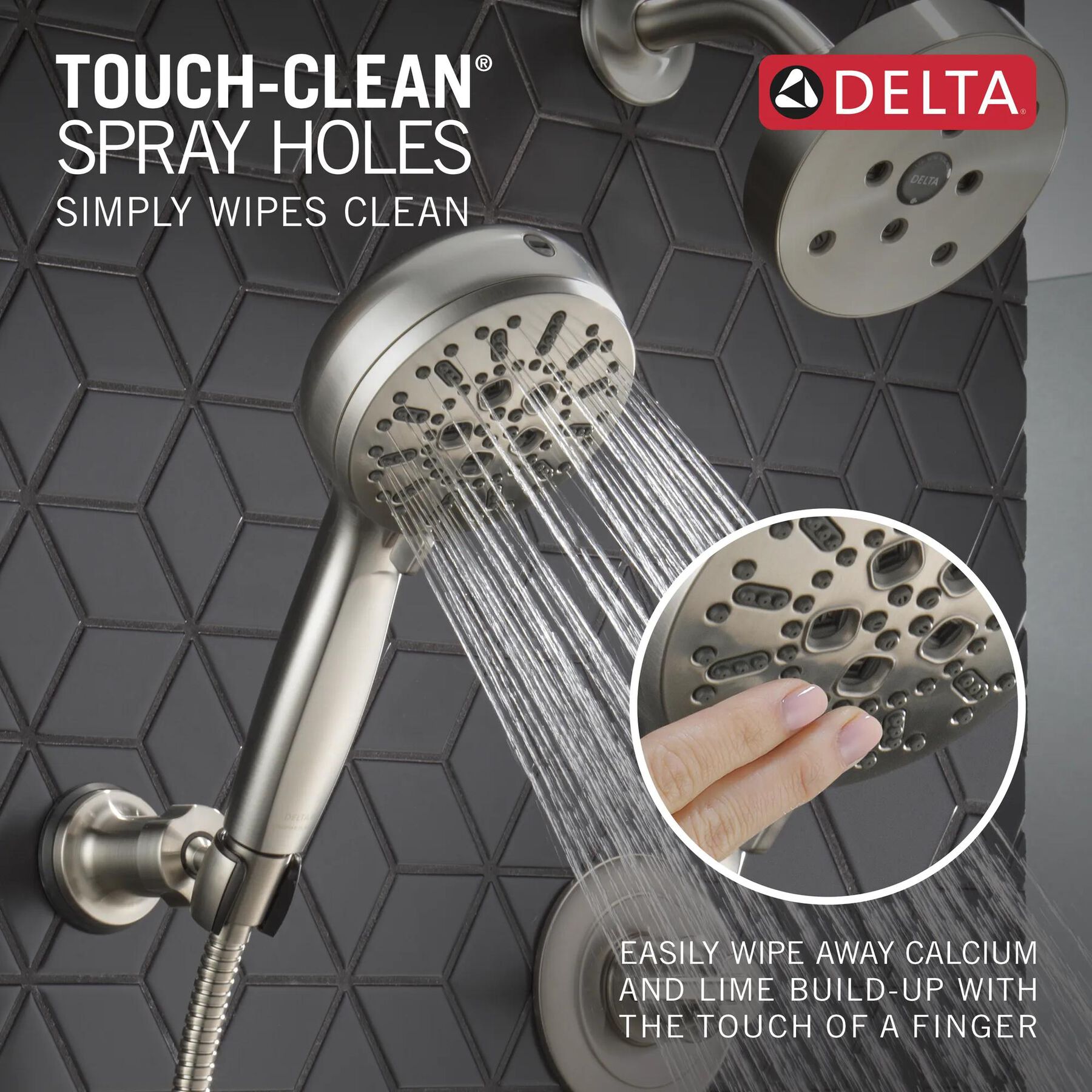 7-Setting Wall Mount Hand Shower with Cleaning Spray
