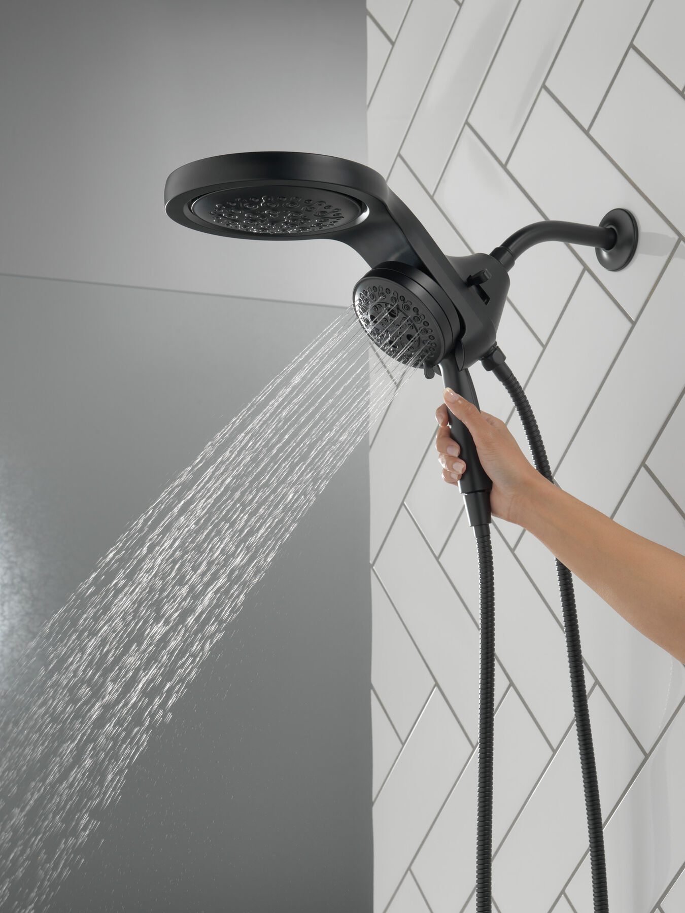HydroRain&reg; H<sub>2</sub>Okinetic&reg; 5-Setting Two-in-One Shower Head