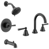Widespread Lavatory Faucet with 14 Series Tub Shower Trim and Rough Bundle