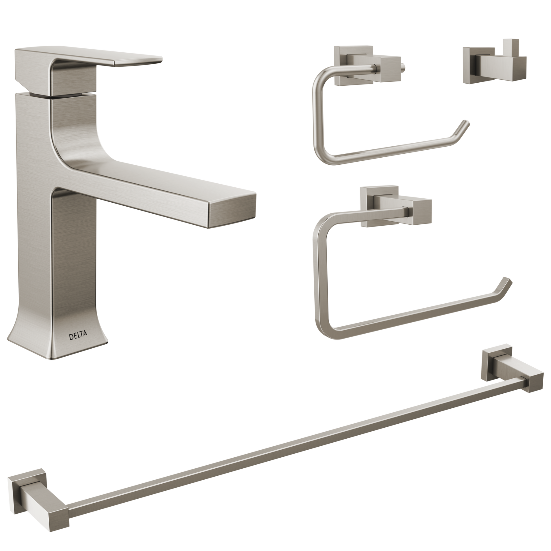 Single Handle Lavatory Faucet with Bathroom Accessories Bundle