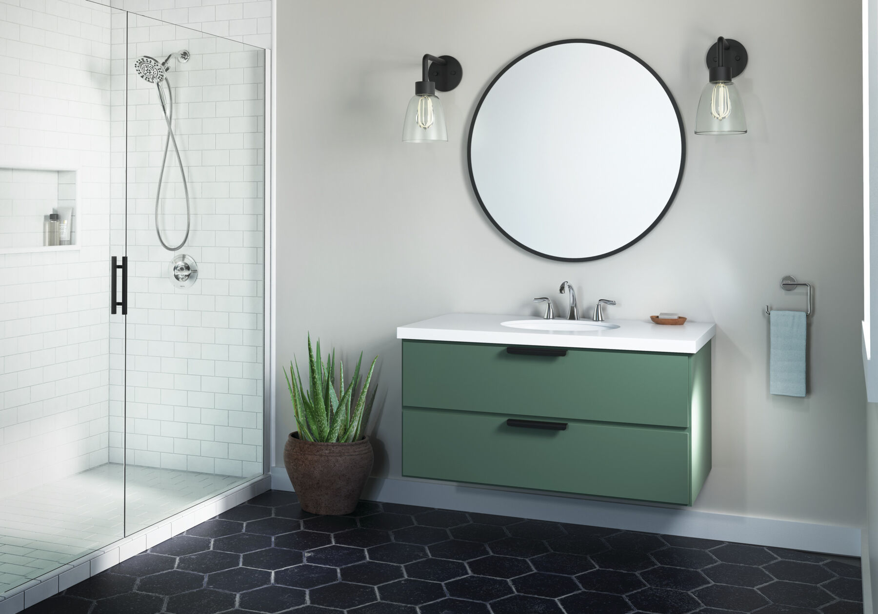 Widespread Lavatory Faucet with Shower Trim Bundle - 14 Series