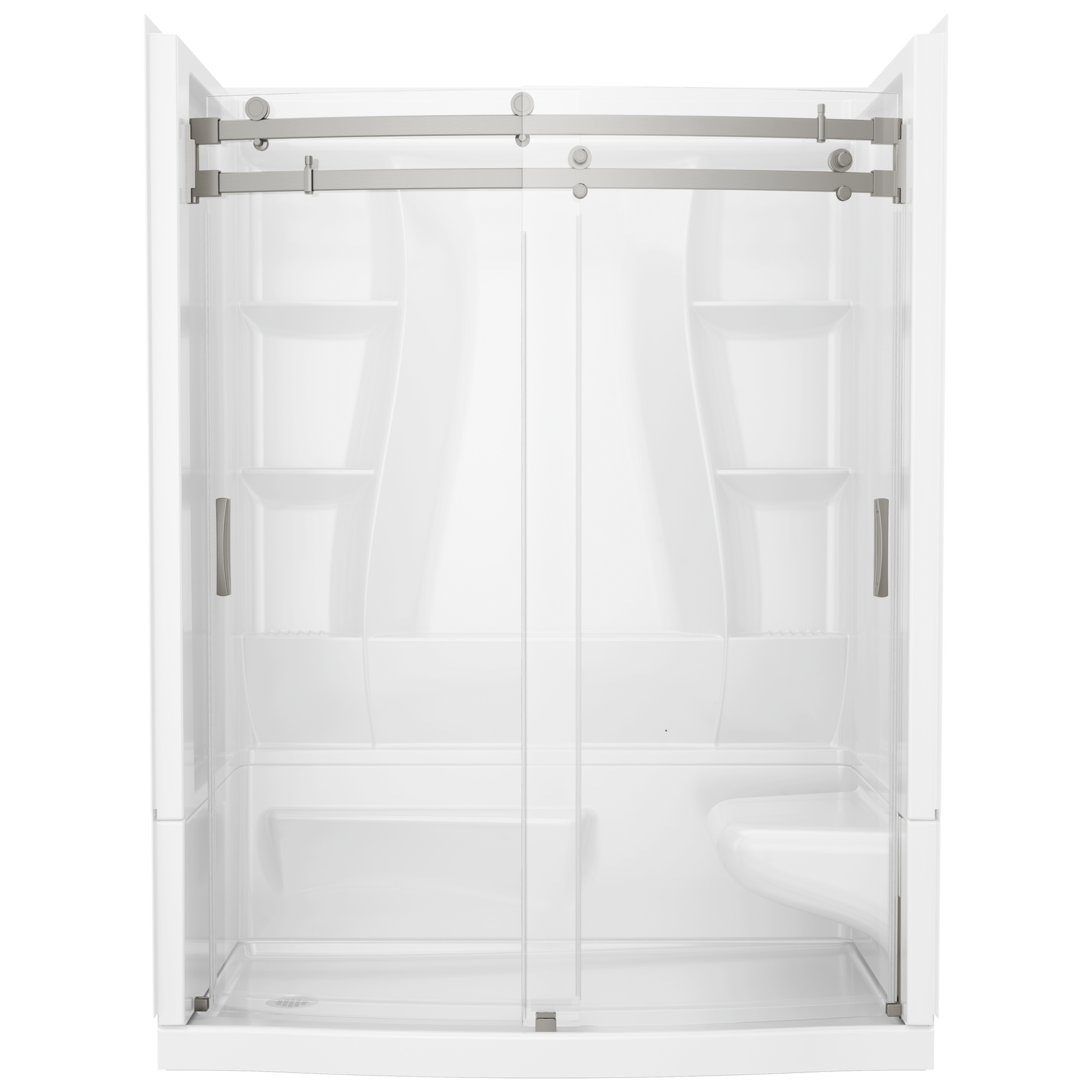 60x32 Alcove Shower Bundle  w Door- Right Seat Left Drain Curve