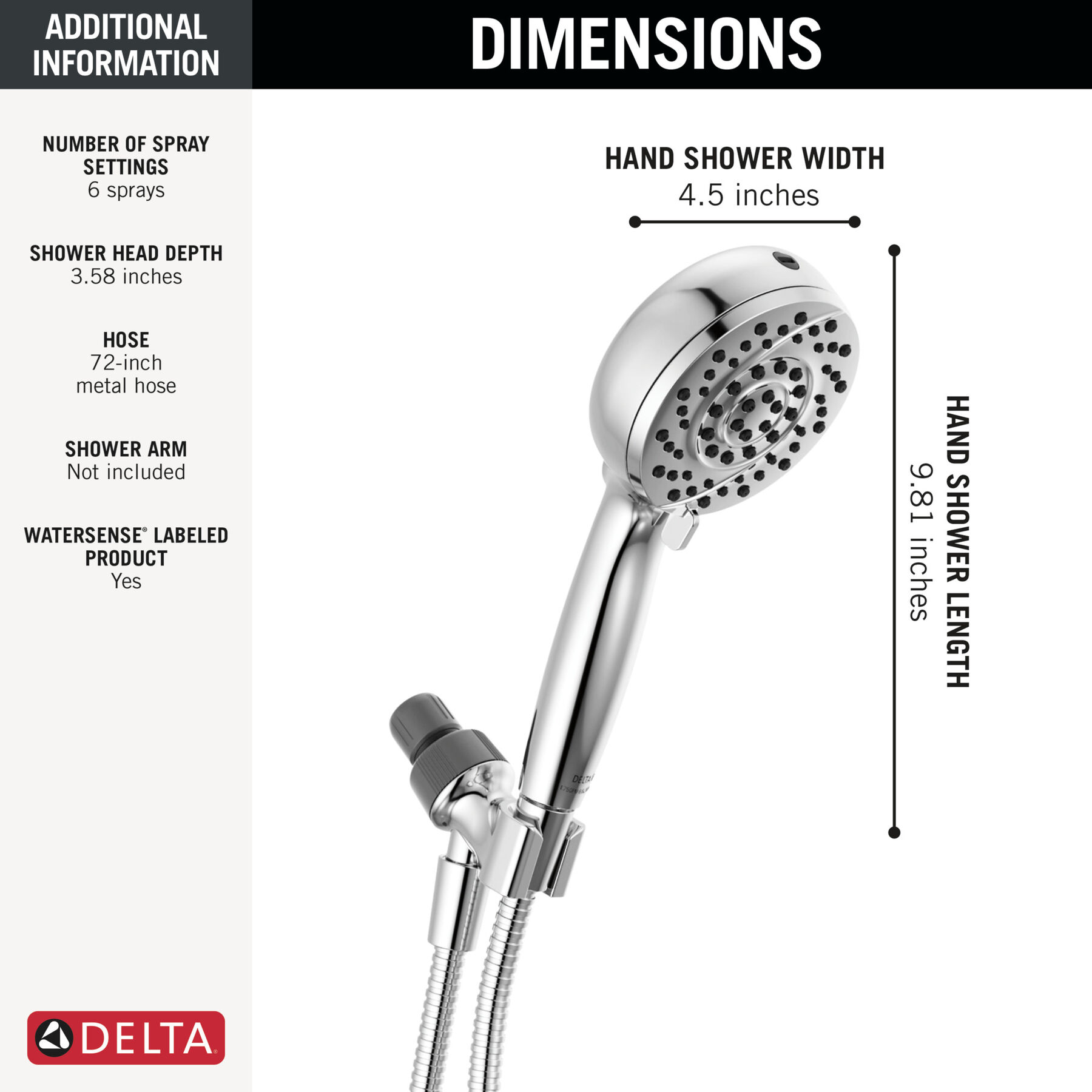 6-Setting Hand Shower with Cleaning Spray