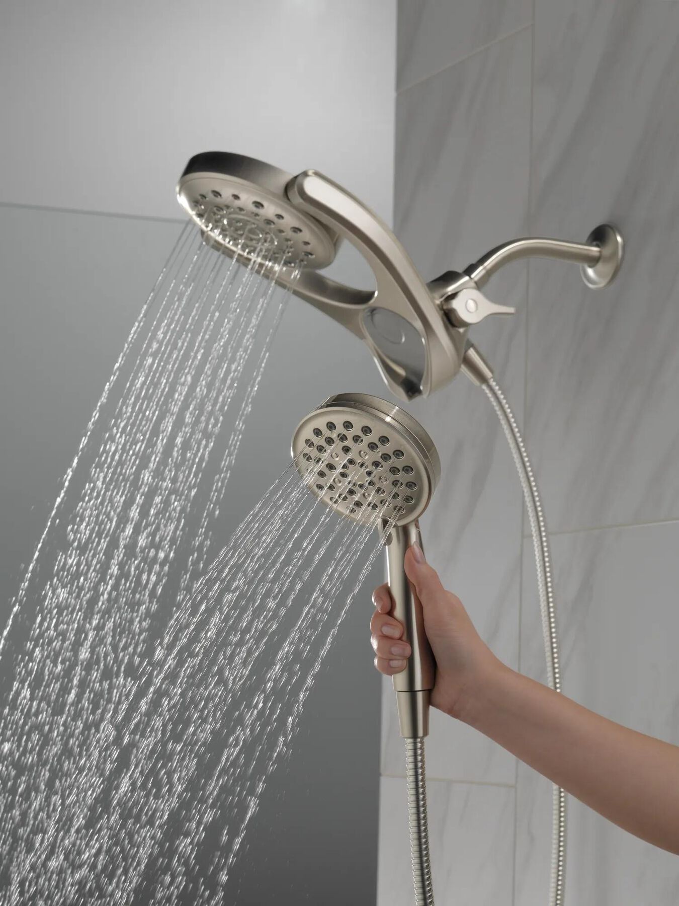 HydroRain&reg; 4-Setting Two-in-One Shower Head (Recertified)