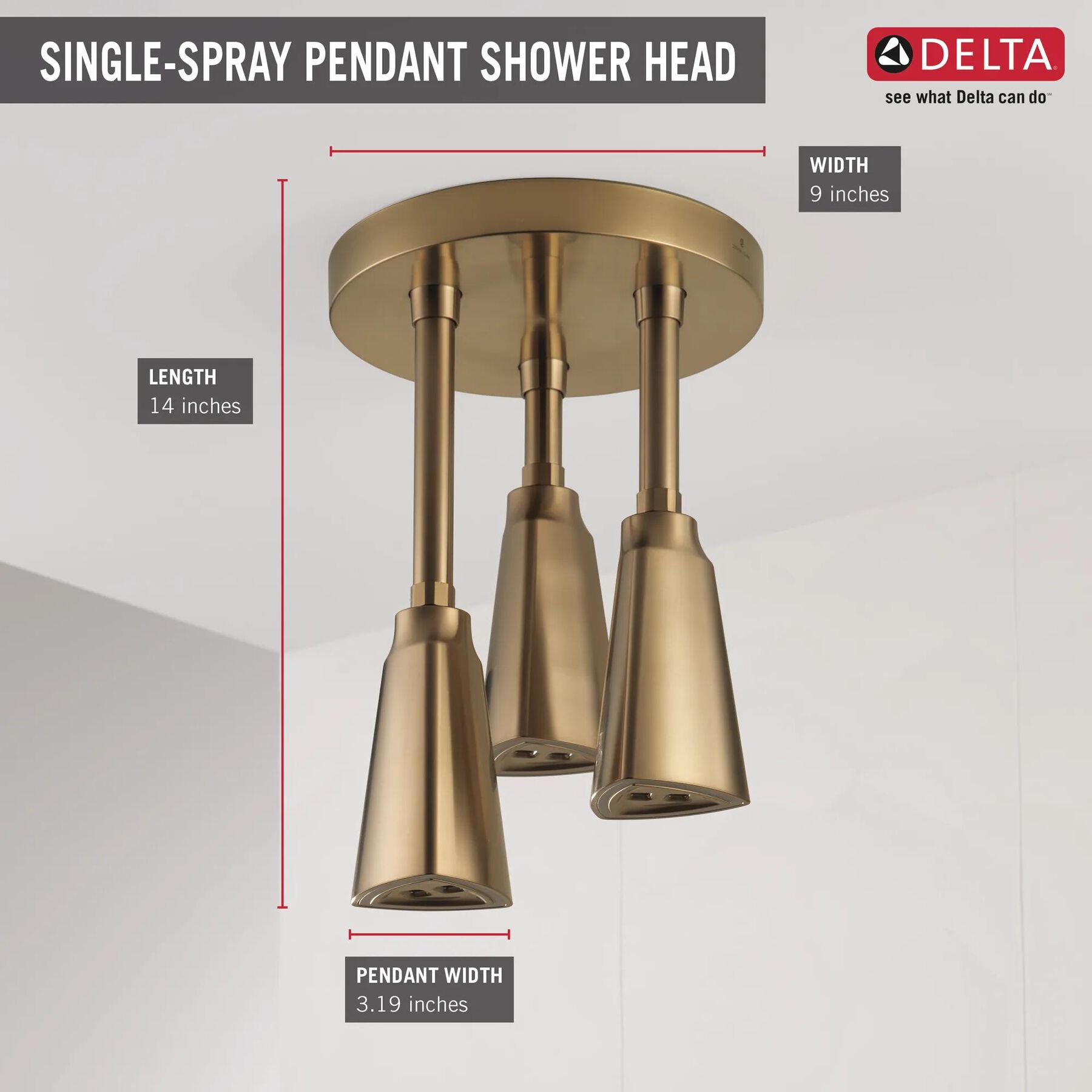 H<sub>2</sub>Okinetic&reg; Pendant Raincan Shower Head with LED Light (Recertified)