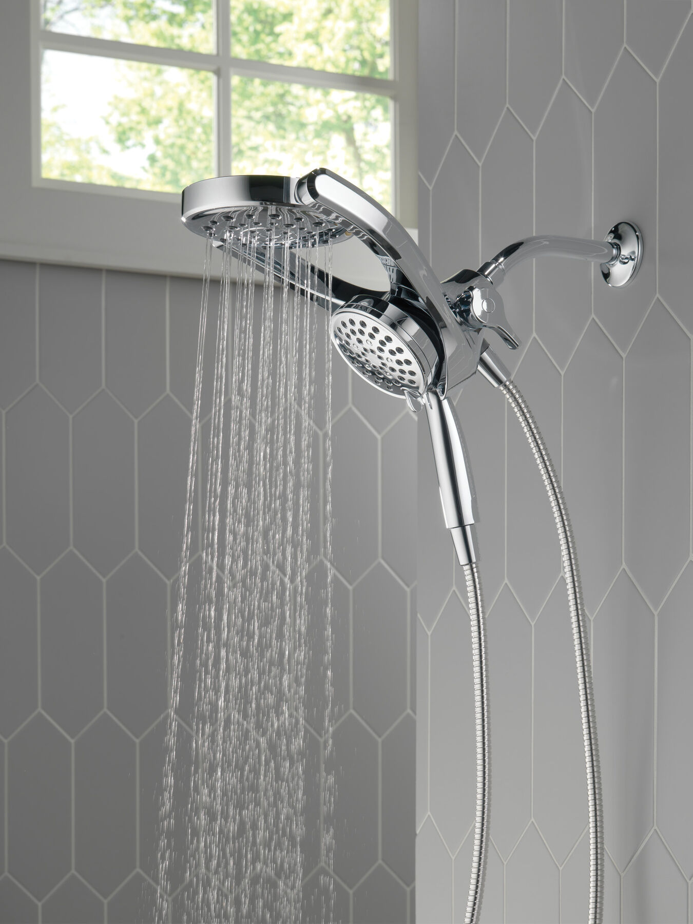 HydroRain&reg; 4-Setting Two-in-One Shower Head