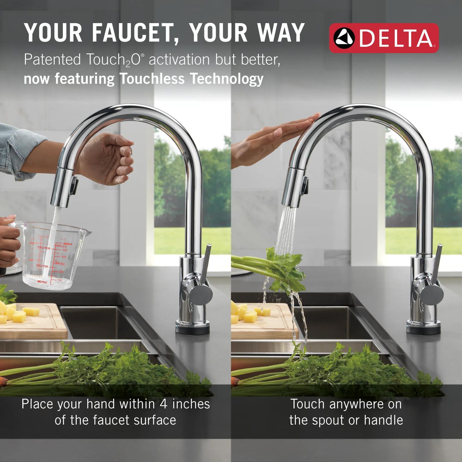 Touch2O with Touchless Technology Single Handle Pull-Down Kitchen Faucet with Soap Dispenser