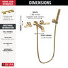 Two Handle Wall Mount Tub Filler Trim with Hand Shower