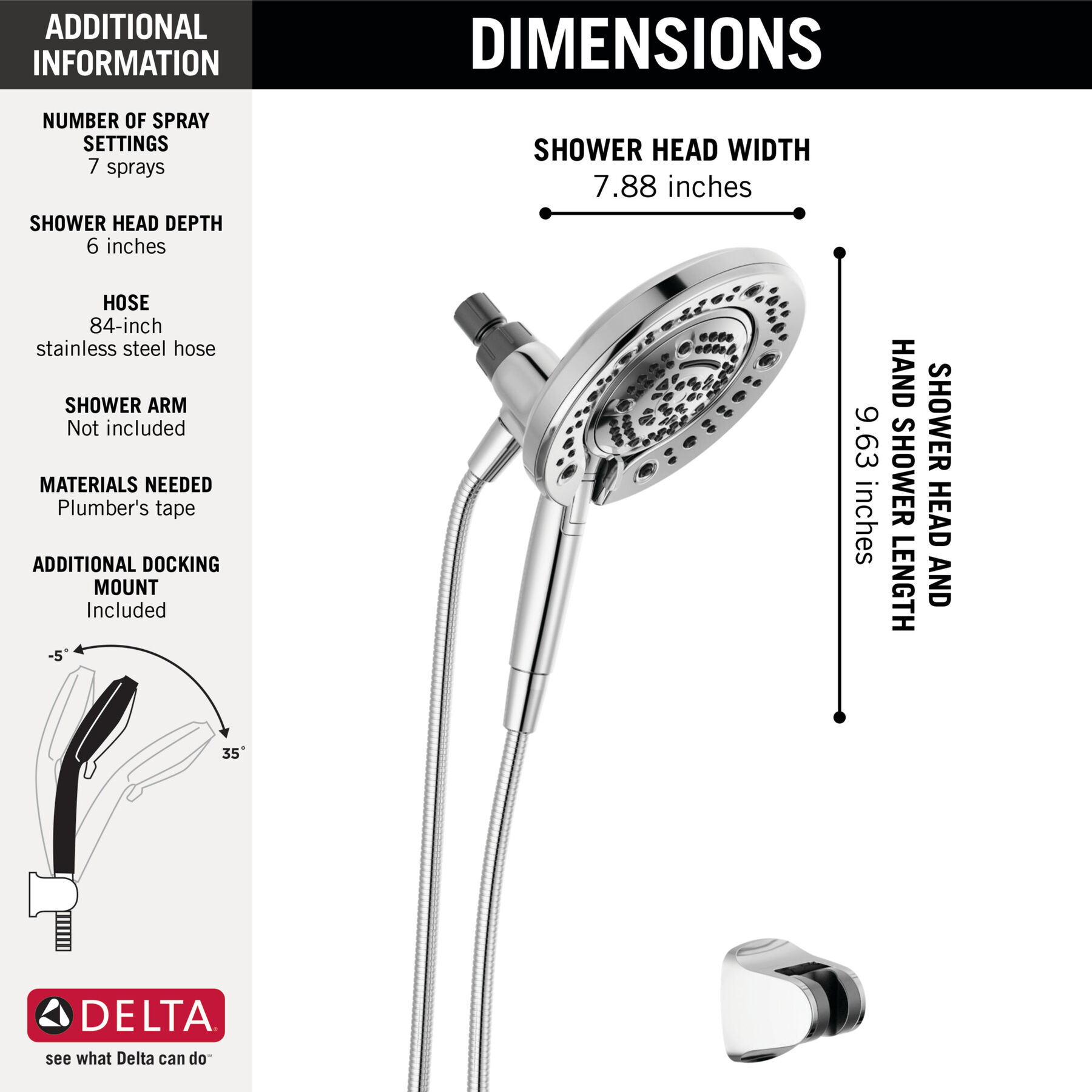 In2ition&reg; 7-Setting Two-in-One Shower (Recertified)