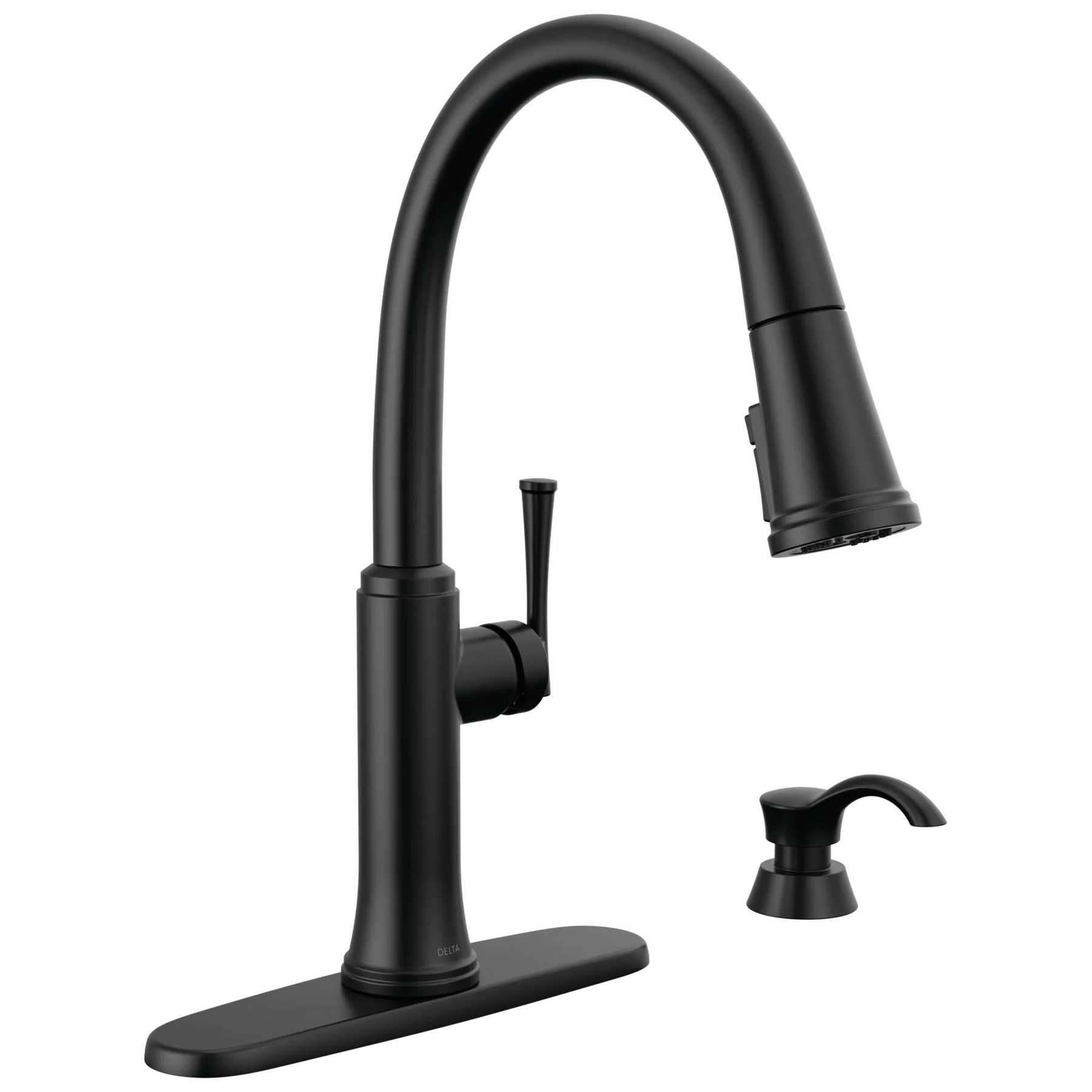 Single Handle Pull-Down Kitchen Faucet with Soap Dispenser and ShieldSpray Technology
