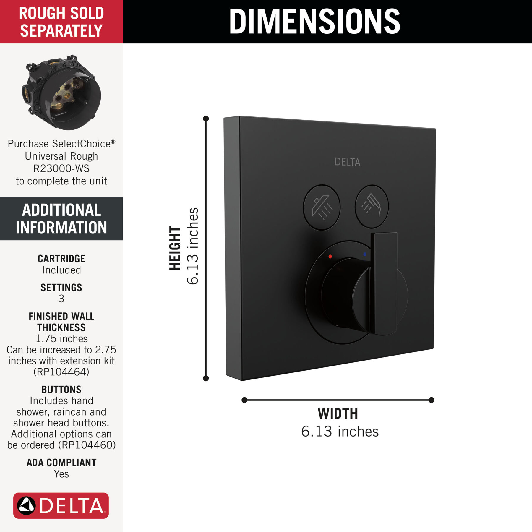 Angular Modern Push-Button Shower