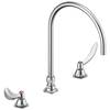 Two Handle Widespread Bathroom Faucet with Gooseneck Spout - Less Pop-Up