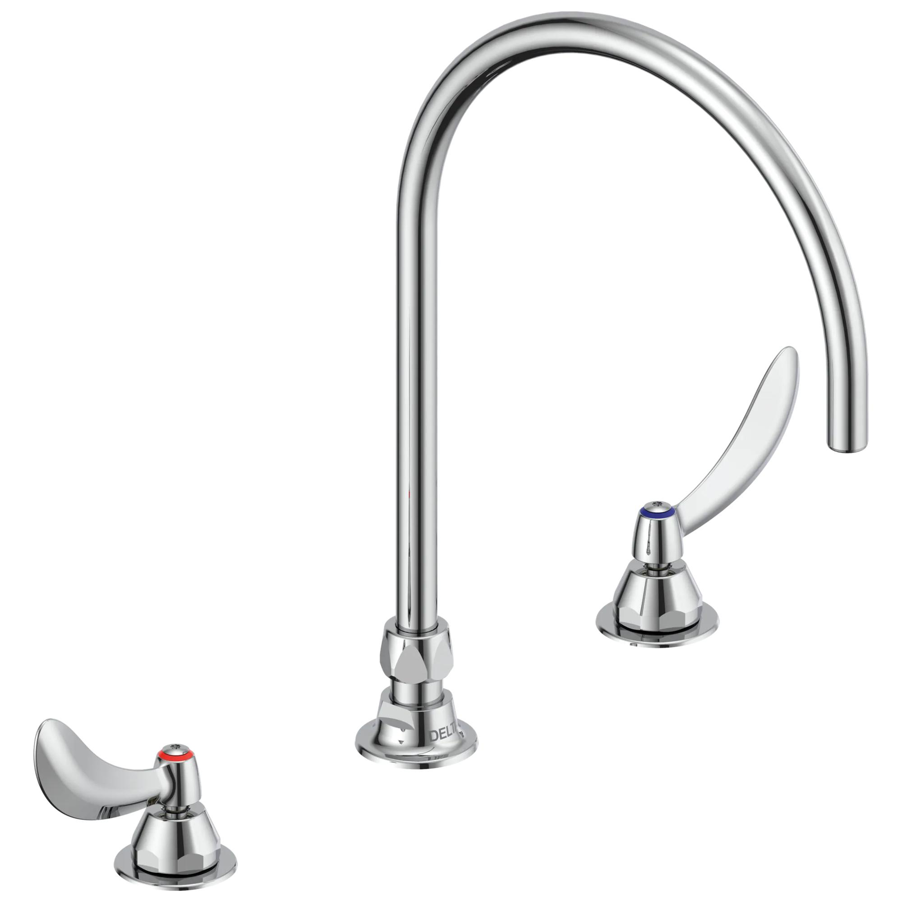 Two Handle Widespread Bathroom Faucet with Gooseneck Spout - Less Pop-Up