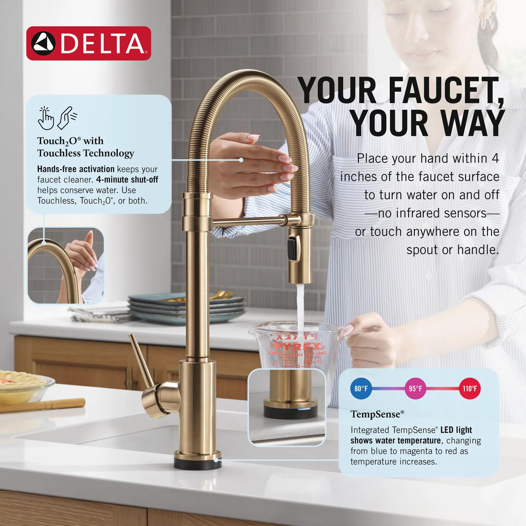 Touch<sub>2</sub>O&reg; Technology Kitchen Faucet with Touchless Technology