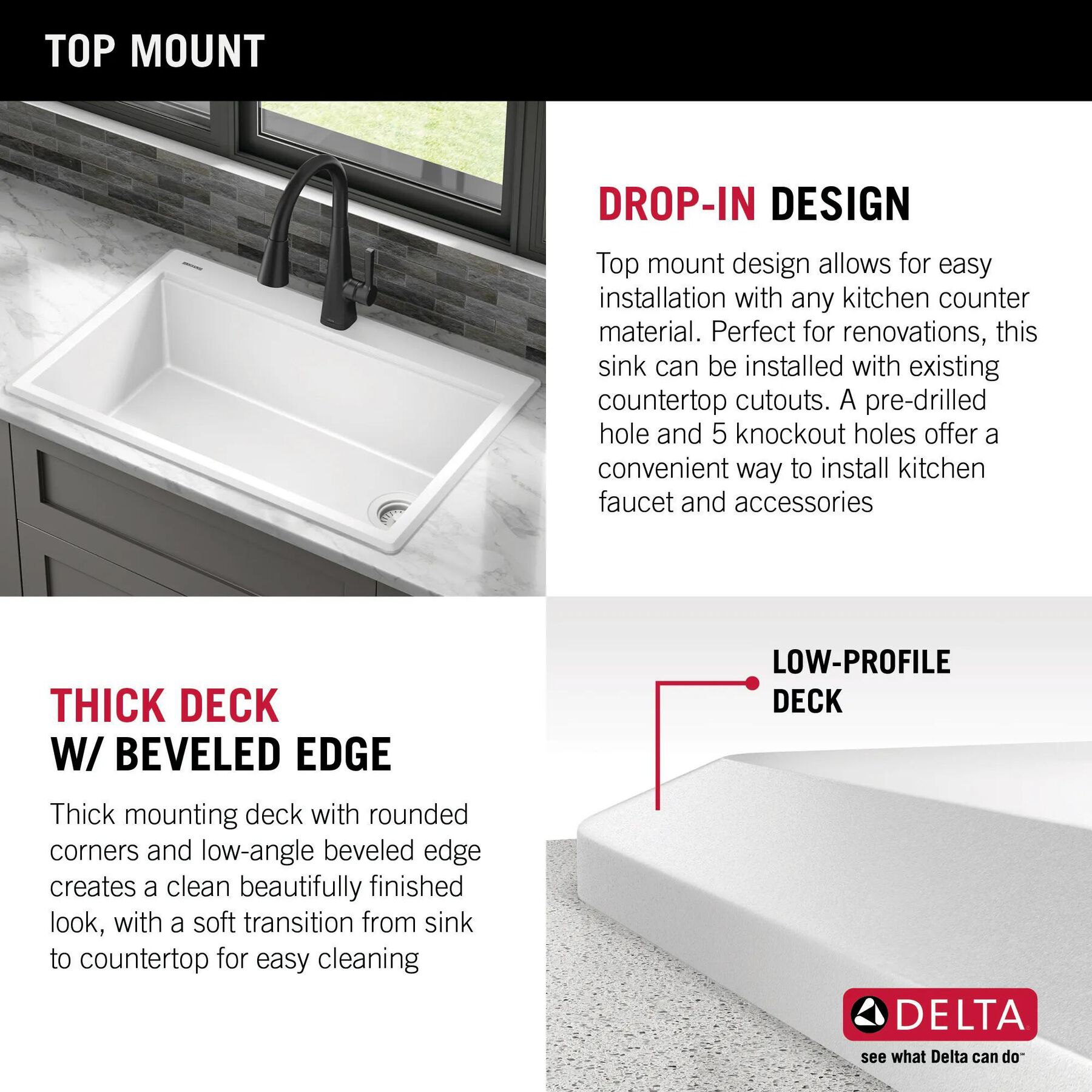 30&rdquo; Granite Composite Workstation Kitchen Sink Drop-In Top Mount Single Bowl with WorkFlow&trade; Ledge and Accessories in White