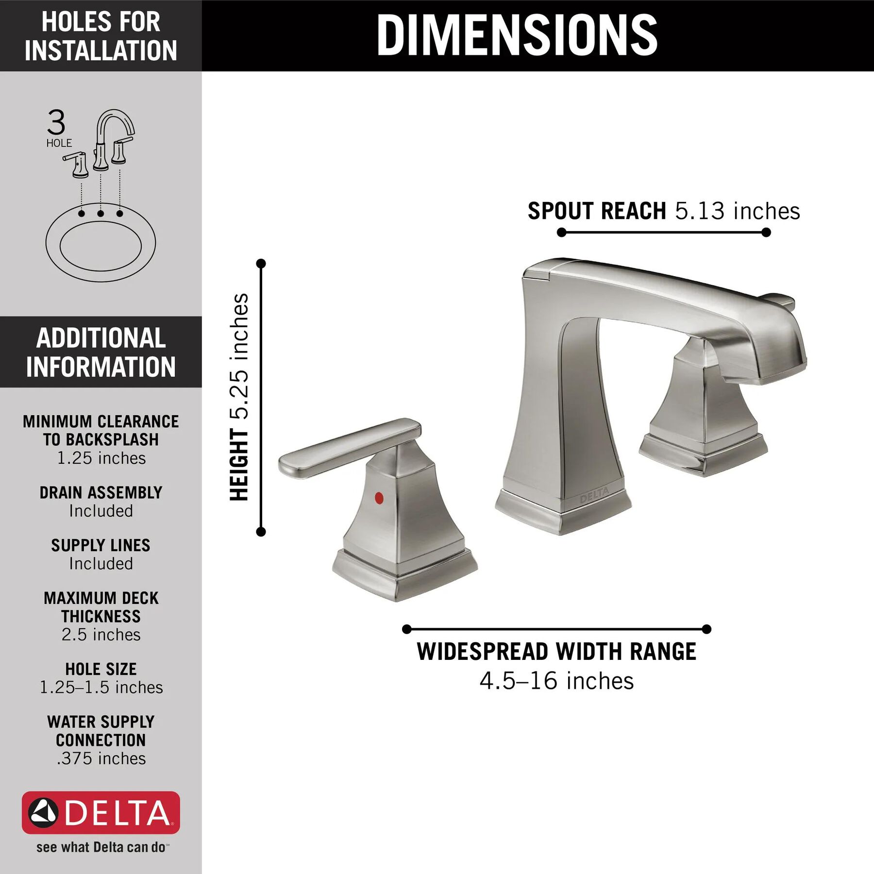 Two Handle Widespread Bathroom Faucet with EZ Anchor&reg; (Recertified)