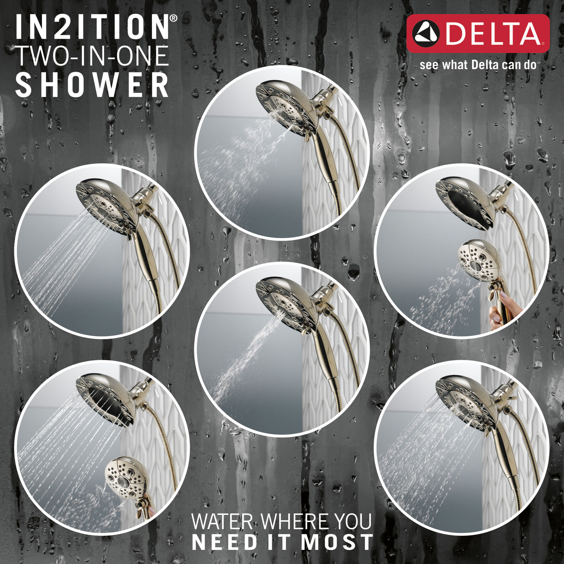 H<sub>2</sub>Okinetic&reg; In2ition&reg; 5-Setting Two-in-One Shower (Recertified)