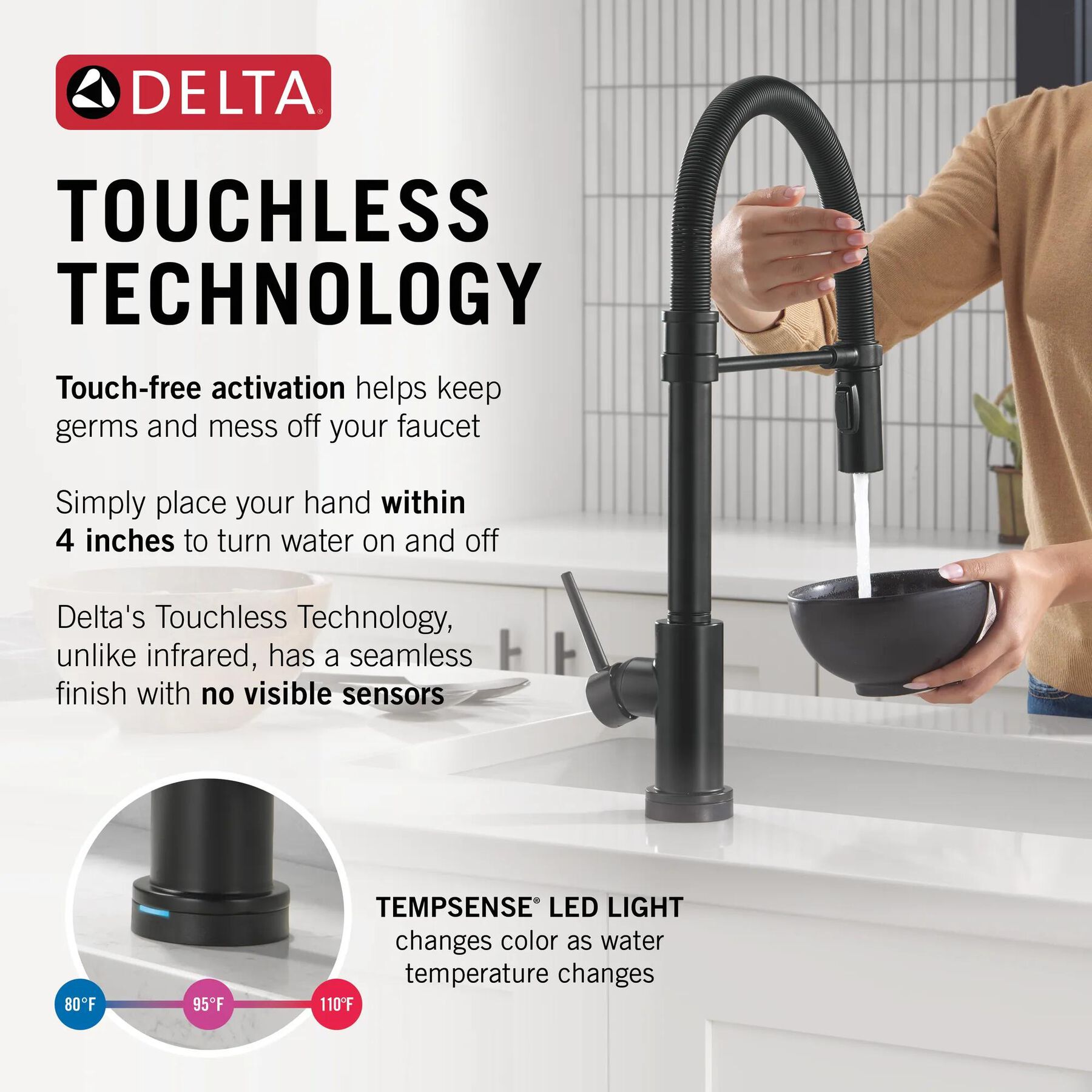 Touch<sub>2</sub>O&reg; Technology Kitchen Faucet with Touchless Technology