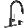 Single Handle Pull-Down Kitchen Faucet with Soap Dispenser