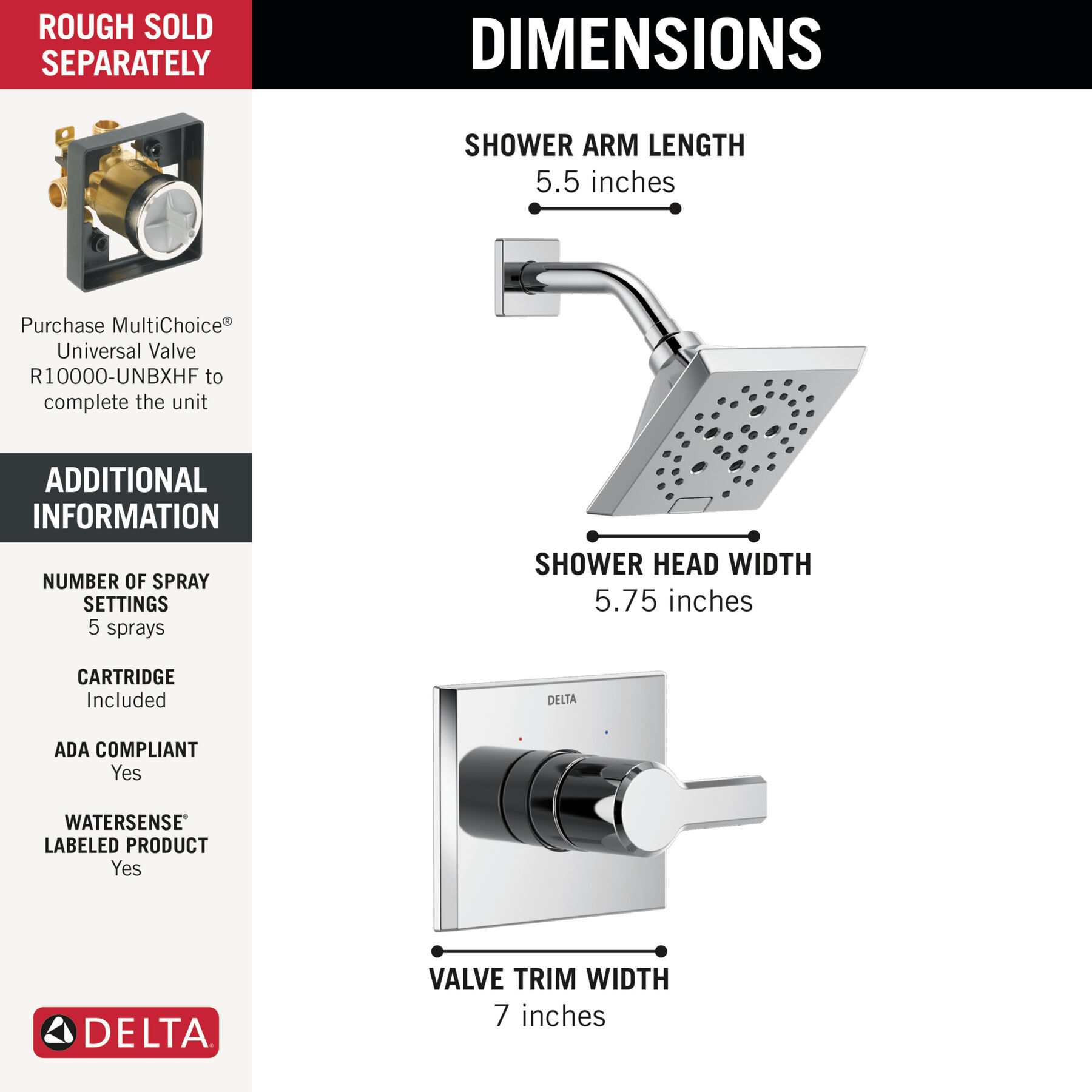 Monitor&reg; 14 Series H<sub>2</sub>Okinetic&reg; Single Handle Shower Trim (Recertified)