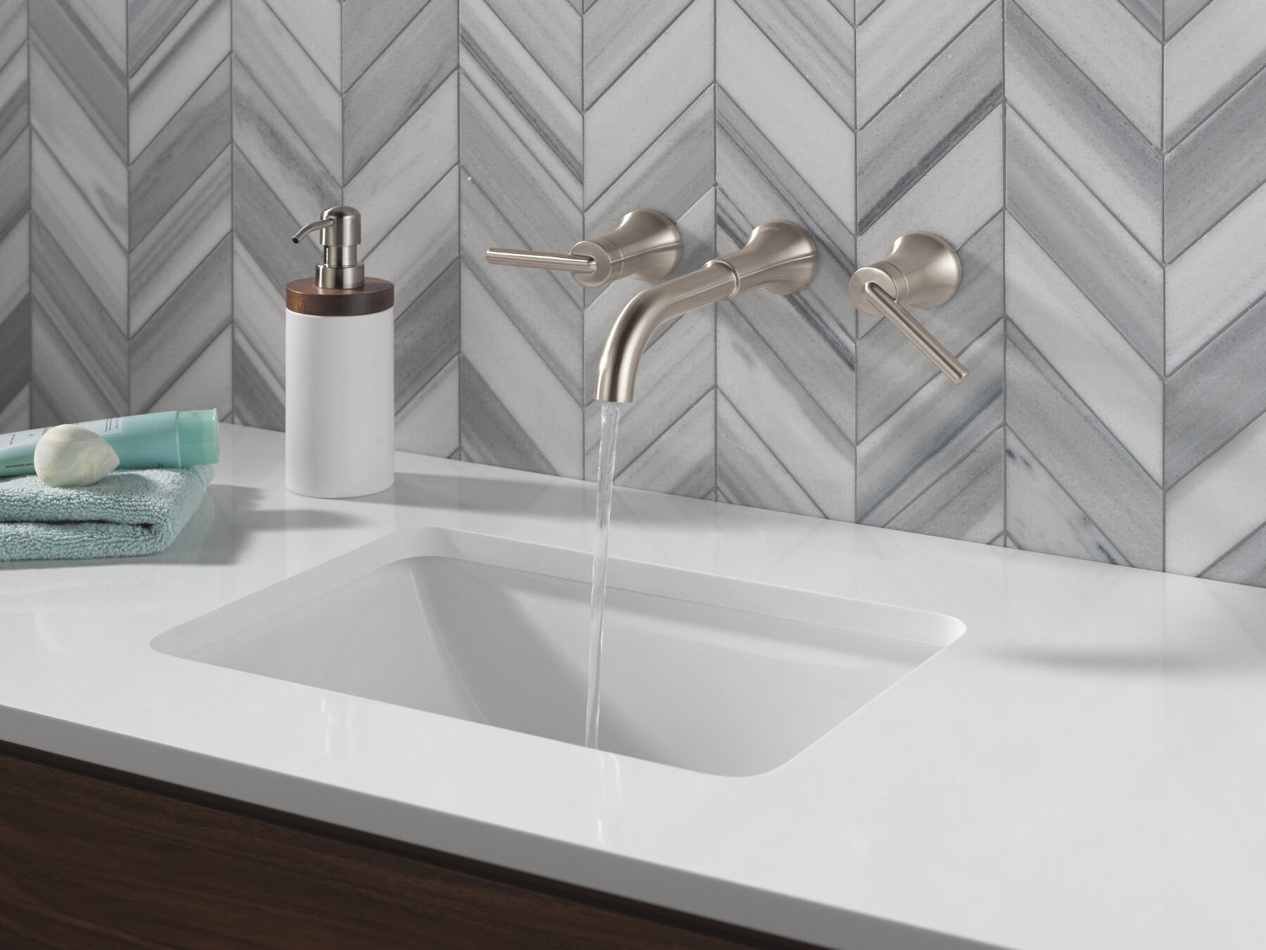 Two Handle Wall Mount Bathroom Faucet
