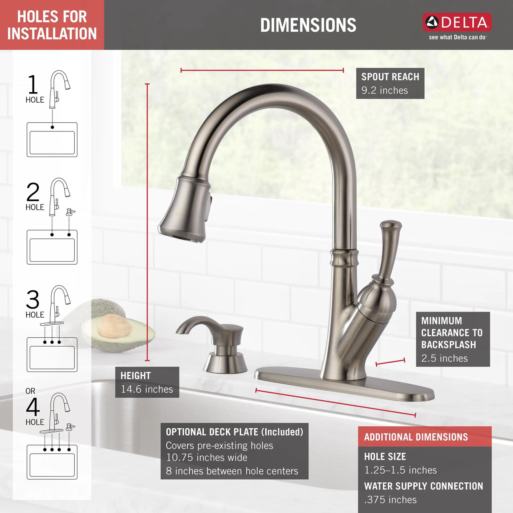 Single Handle Pull-Down Kitchen Faucet with Soap Dispenser