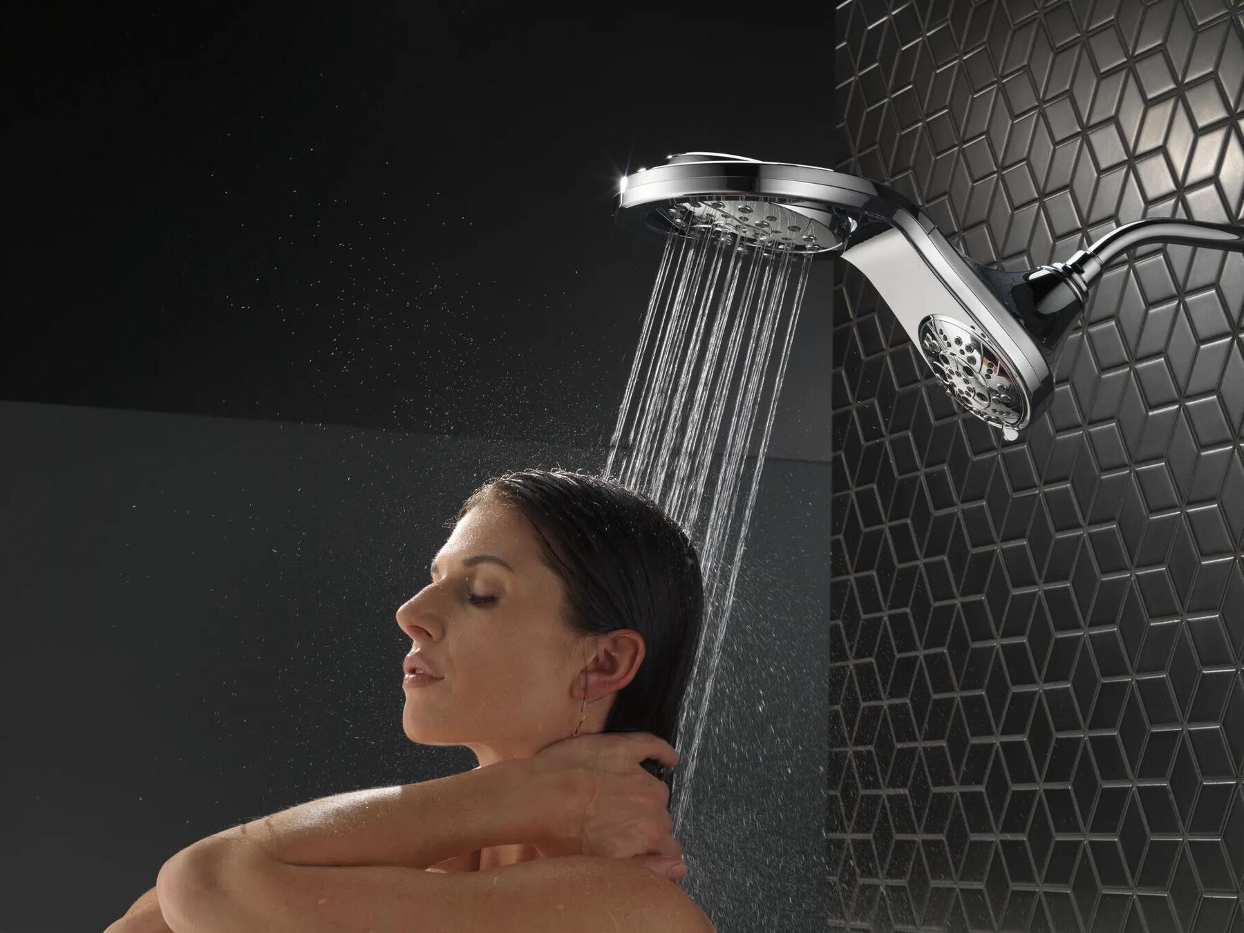 HydroRain&reg; H<sub>2</sub>Okinetic&reg; 5-Setting Two-in-One Shower Head