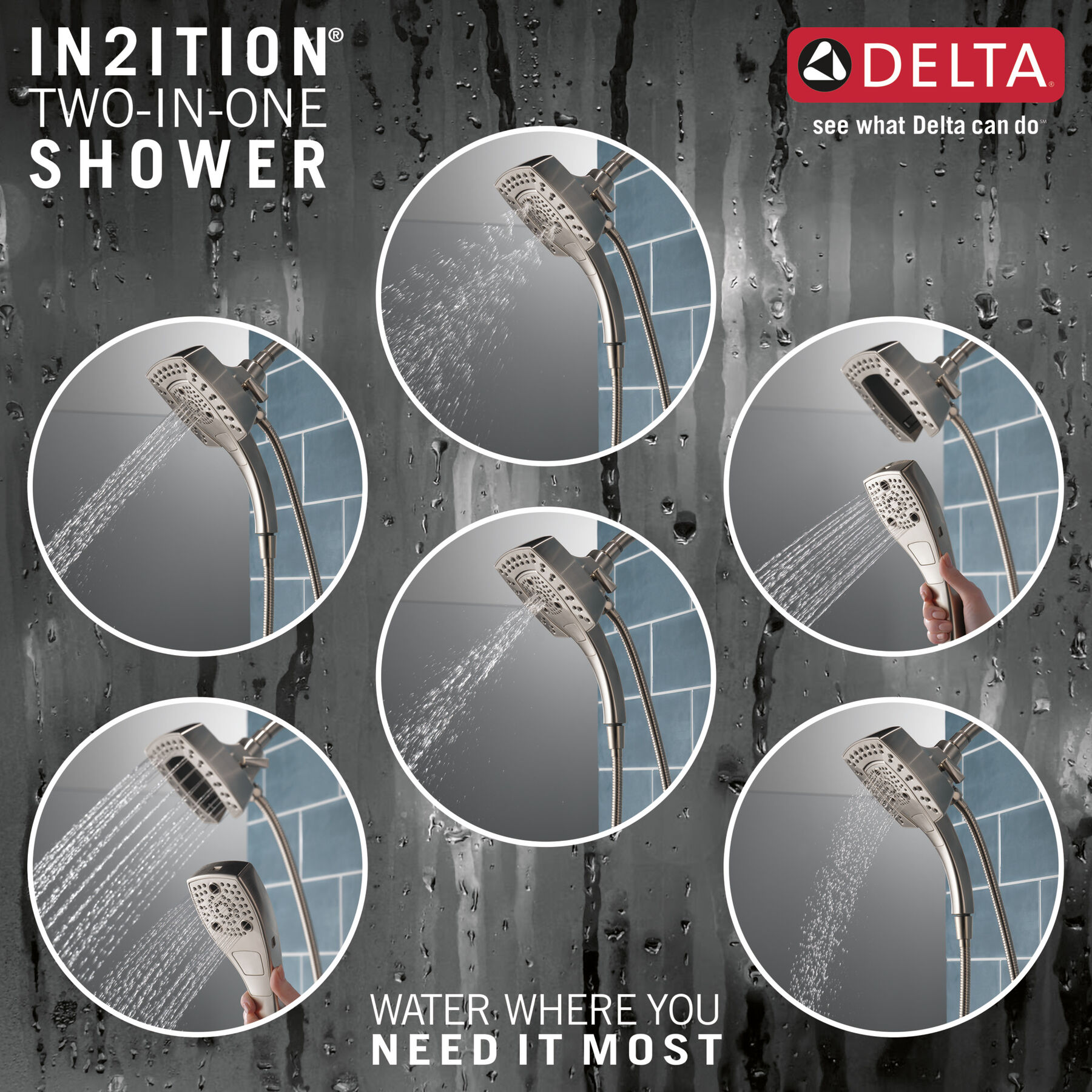 H<sub>2</sub>Okinetic&reg; In2ition&reg; 5-Setting Two-in-One Shower (Recertified)
