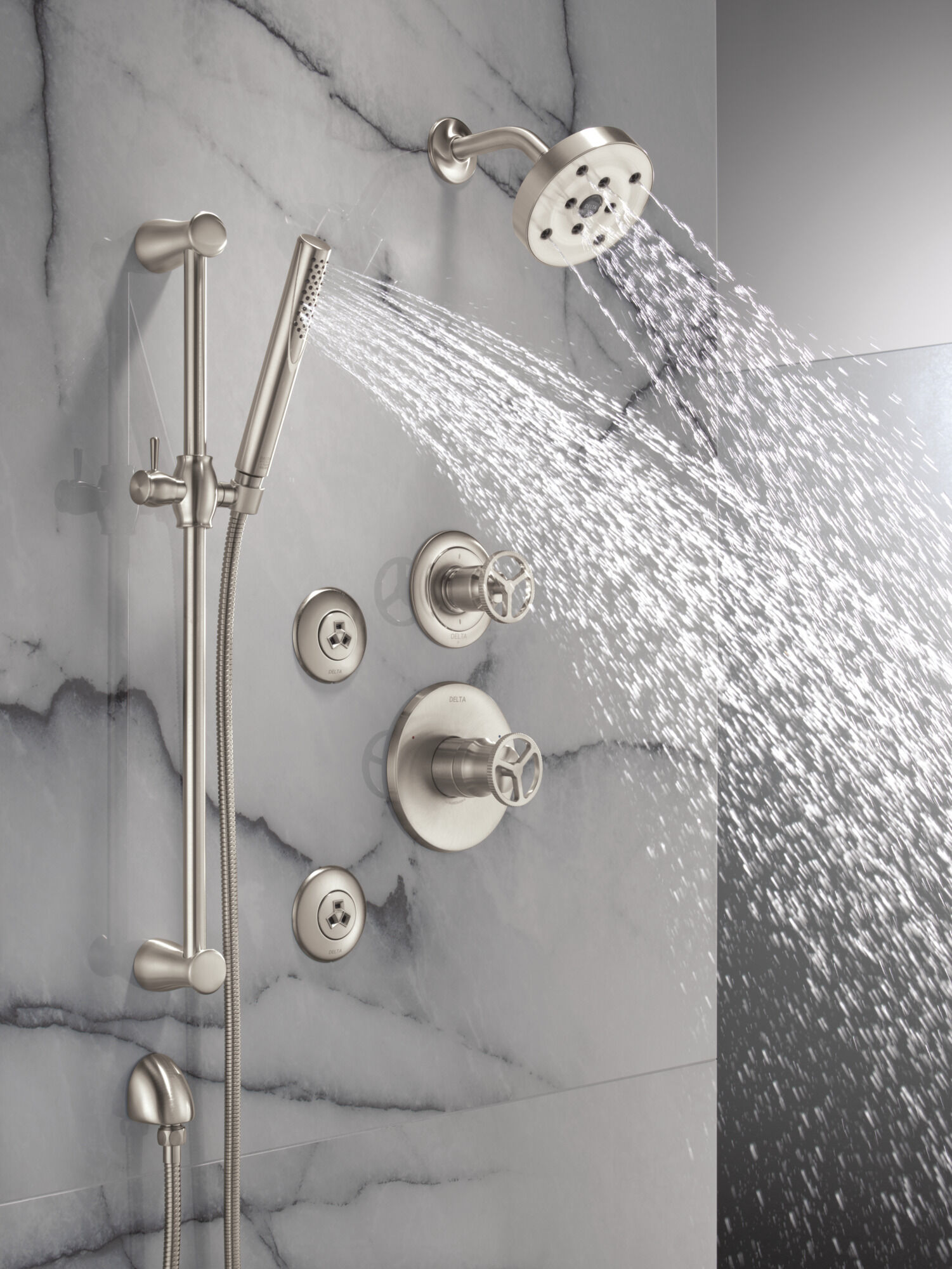 Premium Single-Setting Slide Bar Hand Shower in Stainless 57085-SS