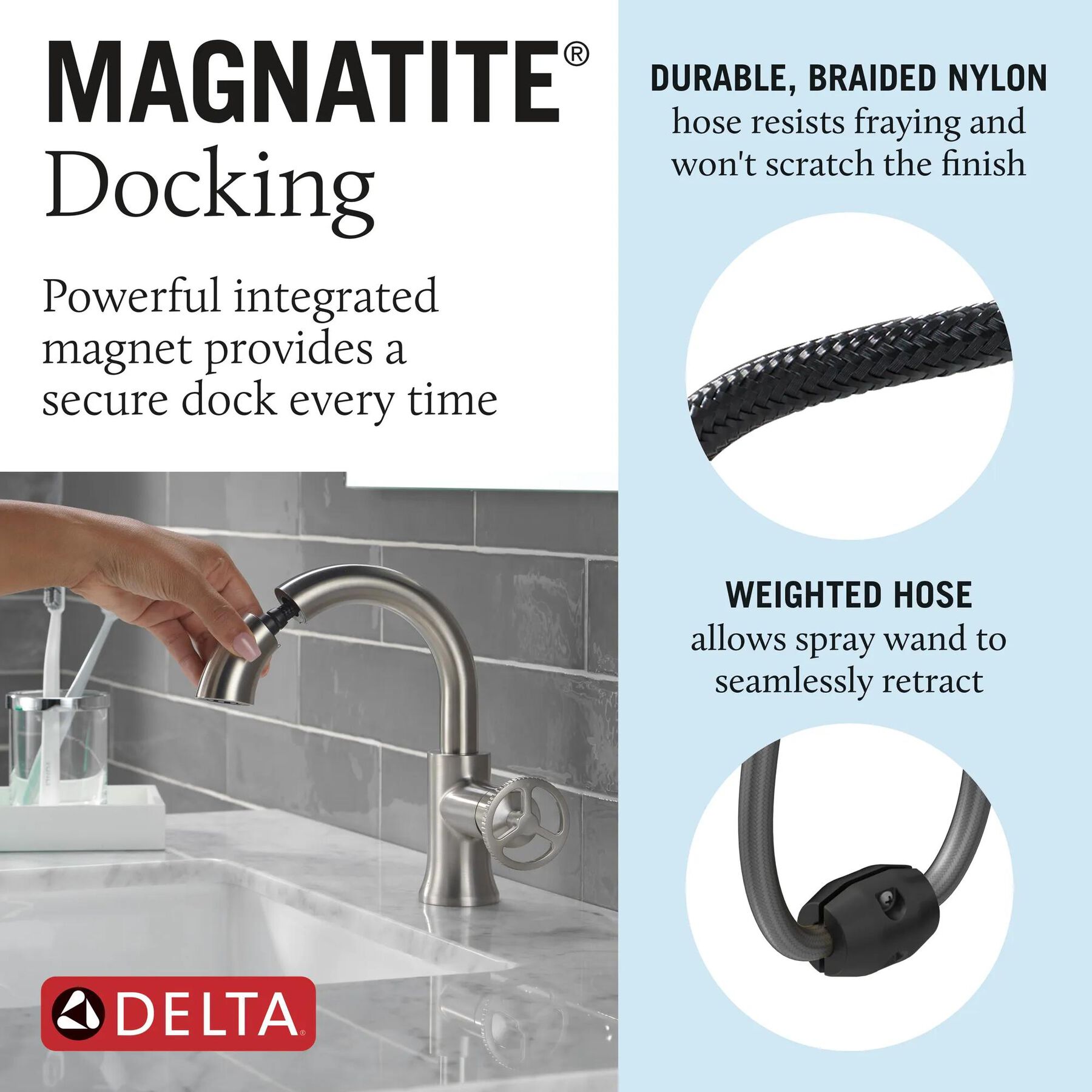 Single Handle Pull-Down Bathroom Faucet
