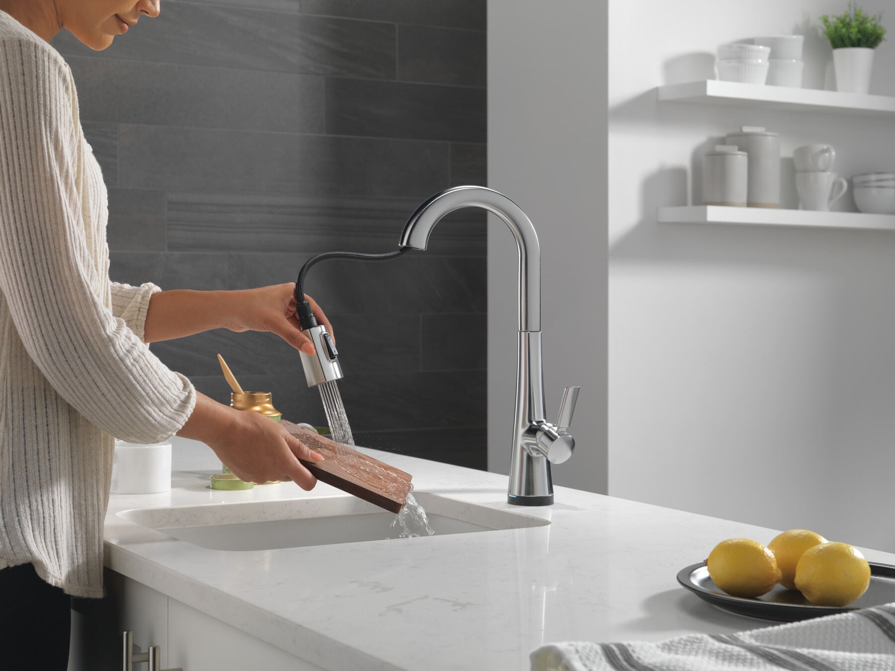 Single Handle Pull-Down Bar/Prep Faucet with Touch<sub>2</sub>O&reg; Technology