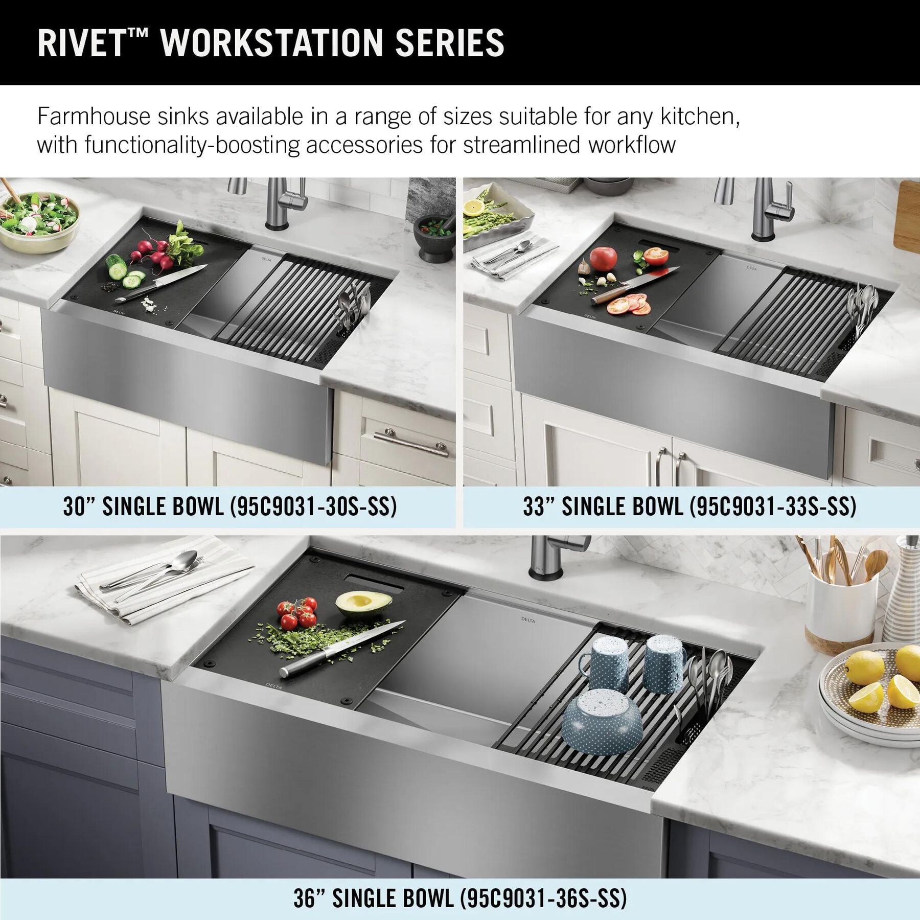36&rdquo; Workstation Undermount&nbsp;Single Bowl&nbsp;16 Gauge Stainless Steel&nbsp;Farmhouse Apron Front Kitchen Sink&nbsp;with&nbsp;WorkFlow&trade; Ledge and Accessories