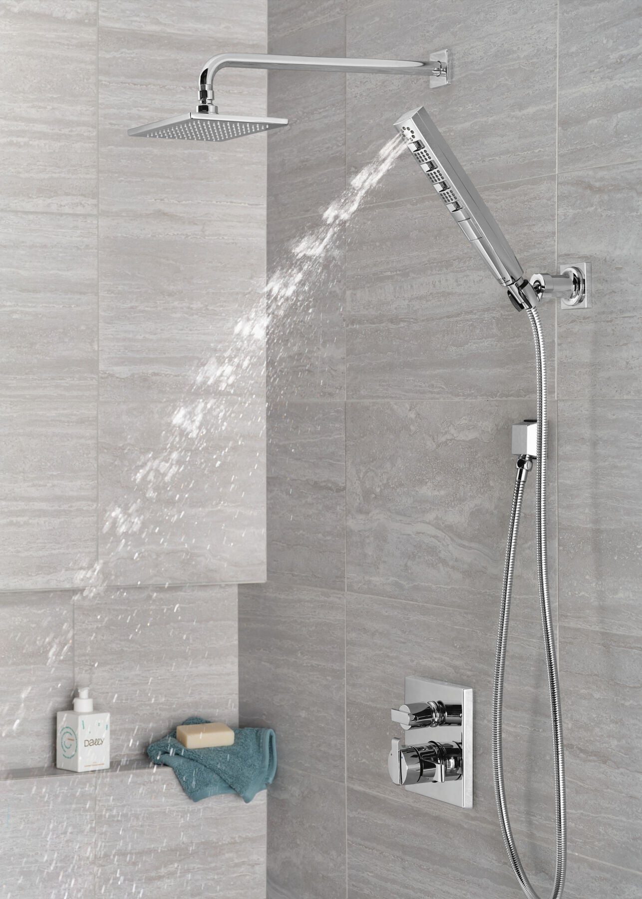 H<sub>2</sub>Okinetic&reg; 4-Setting Wall Mount Hand Shower