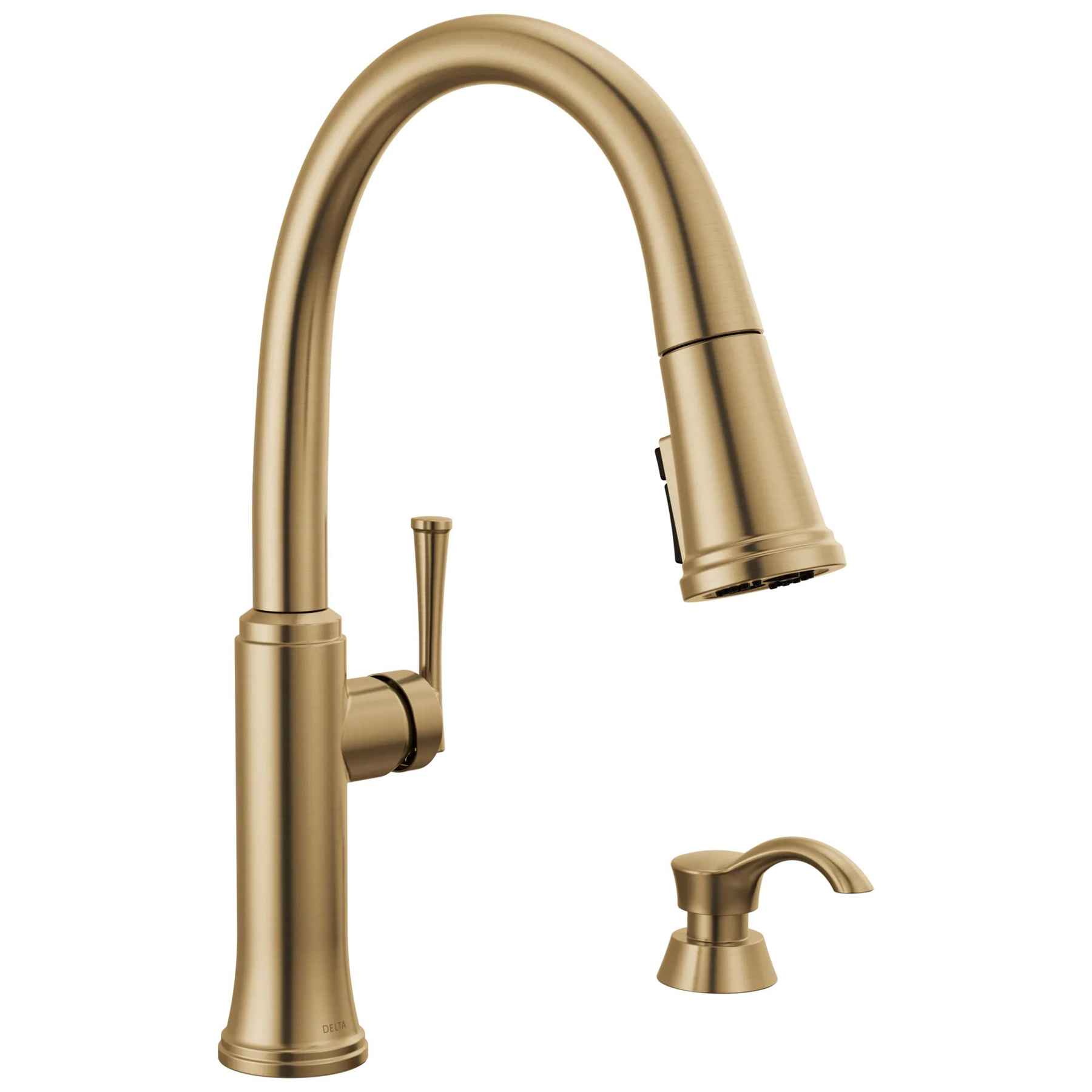 Single Handle Pull-Down Kitchen Faucet with Soap Dispenser and ShieldSpray Technology