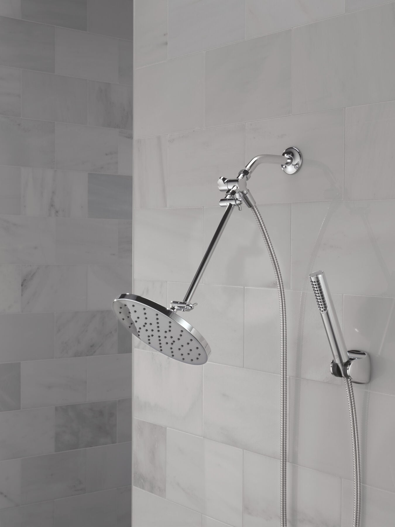Adjustable Raincan Shower Head with Hand Shower