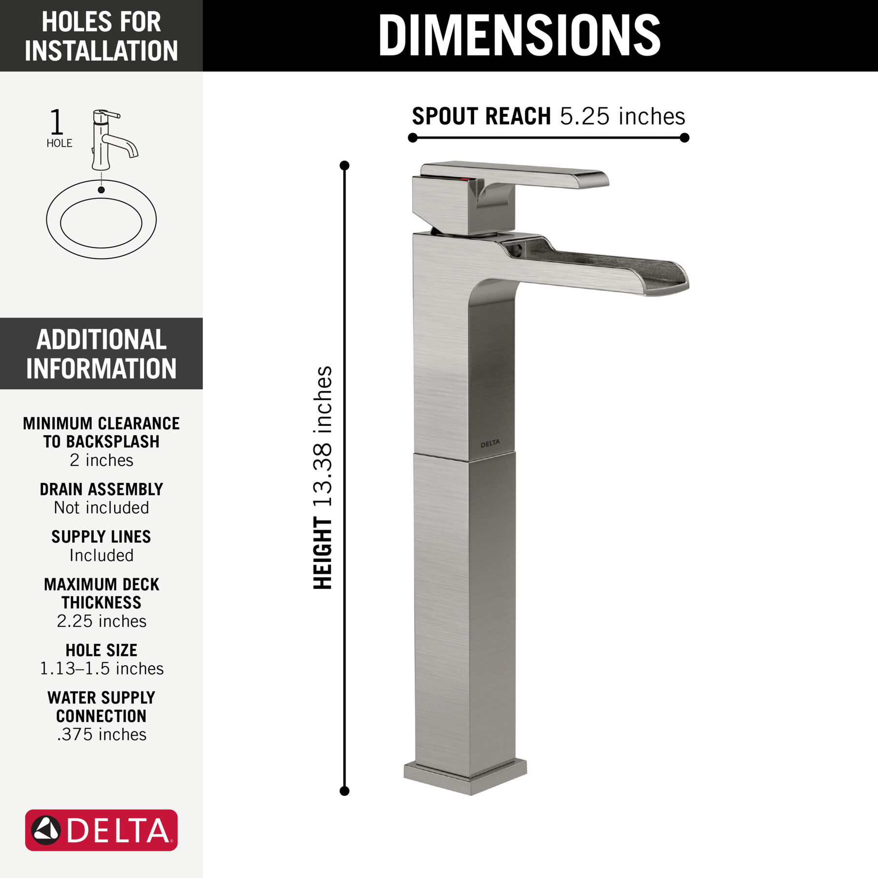 Single Handle Vessel Channel Bathroom Faucet