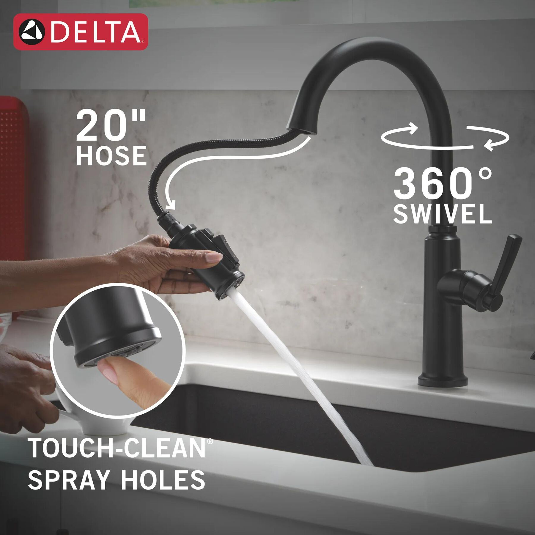 Single Handle Kitchen Pull-Down Faucet w/ Soap Dispenser