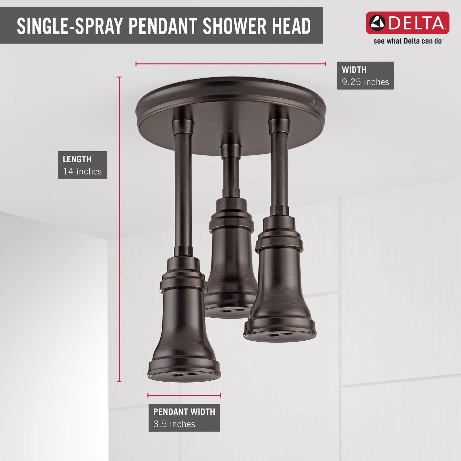 H<sub>2</sub>Okinetic&reg; Pendant Raincan Shower Head